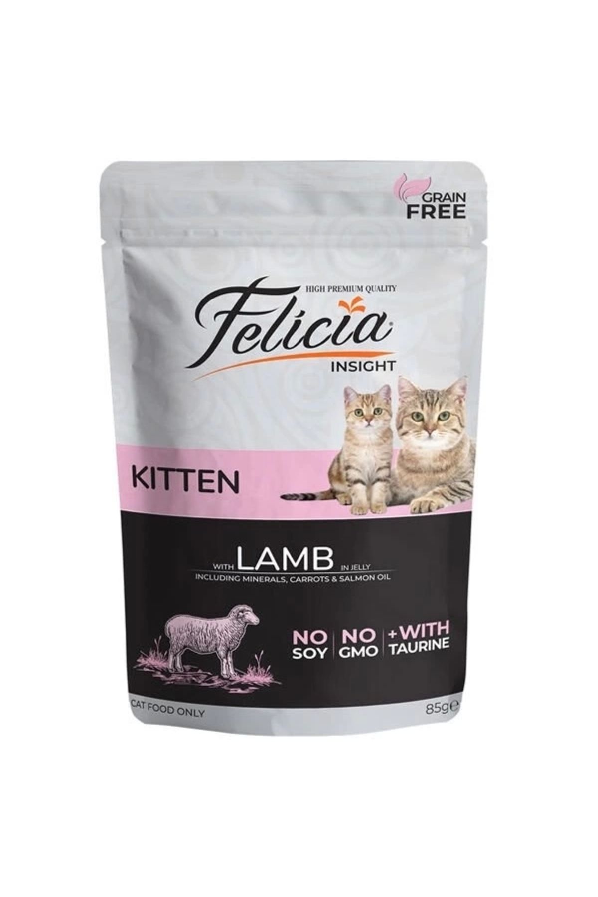 YNT İthalat Felicia Tahılsız Kuzu Etli Pouch Yavru Konserve Kedi Maması 85 Gr