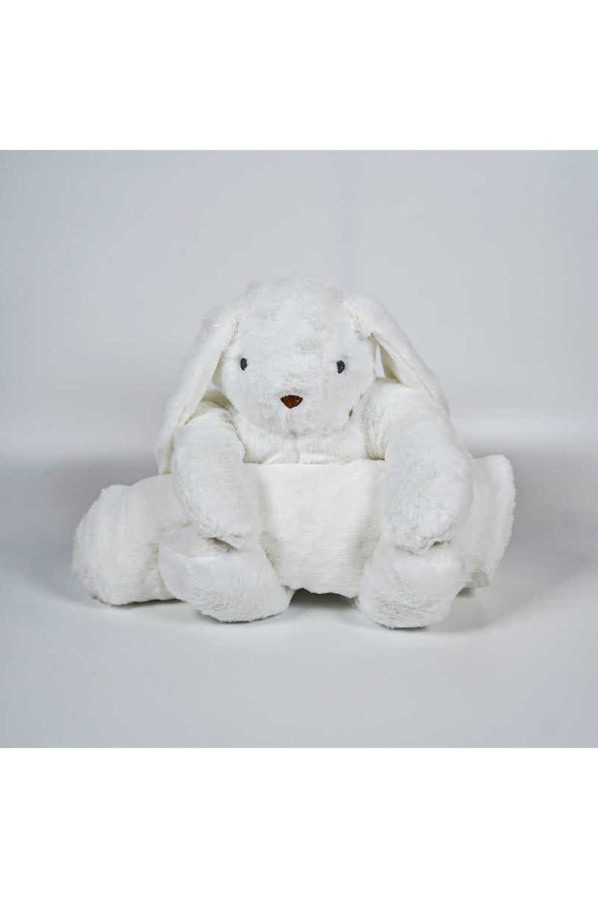 MY FRİEND TOYS My Friend Toys Battaniyeli Beyaz Tavşan Peluş Oyuncak