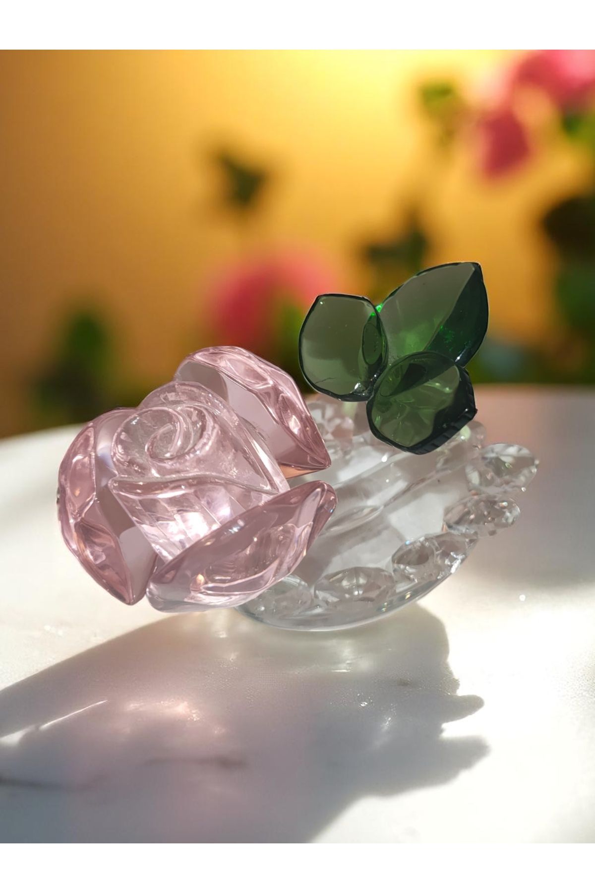 Land of Souvenir Kristal Çiçek Dekoratif Obje Biblo Ev Süsü