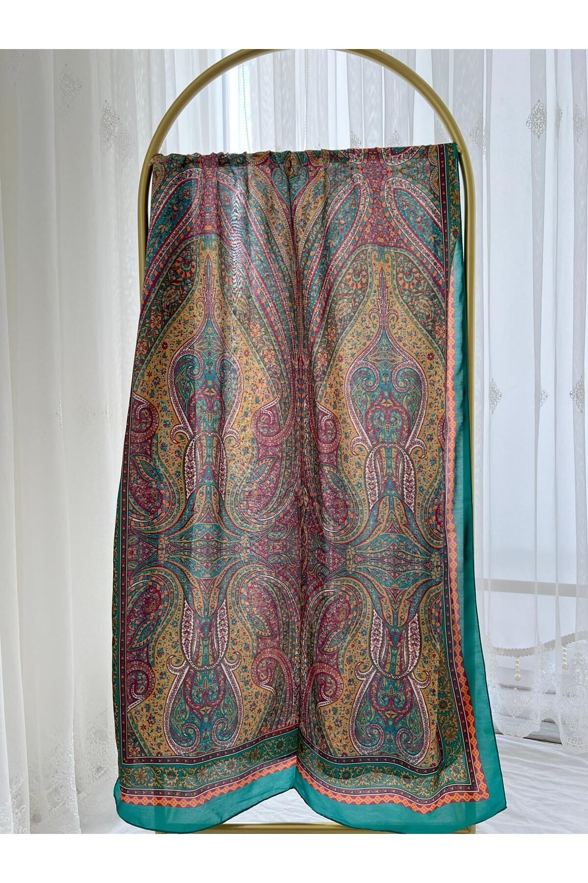 Shawl Passion Retro Desen Pamuk Şal Yeşil