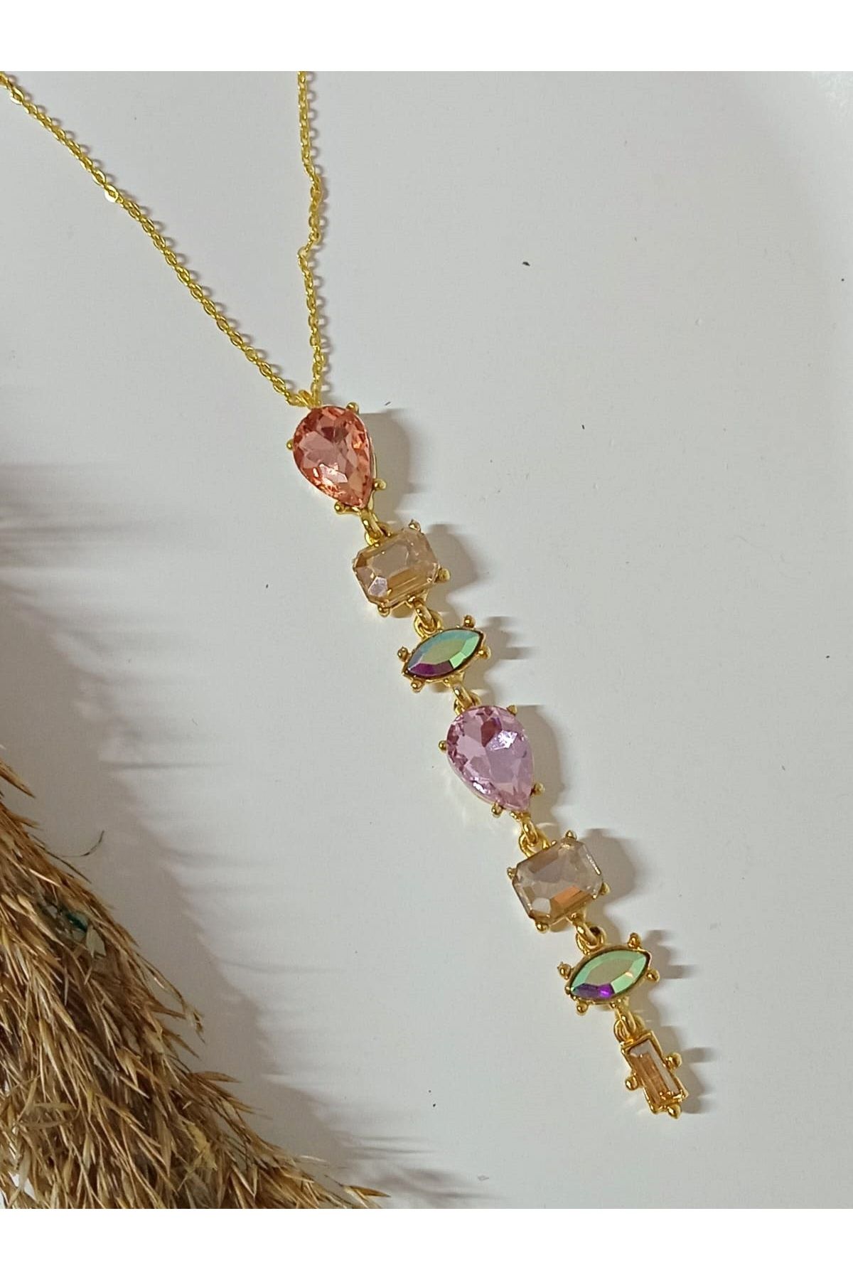 mos&more Y Kolye, Pembe Zirkon Taşlı Y Kolye