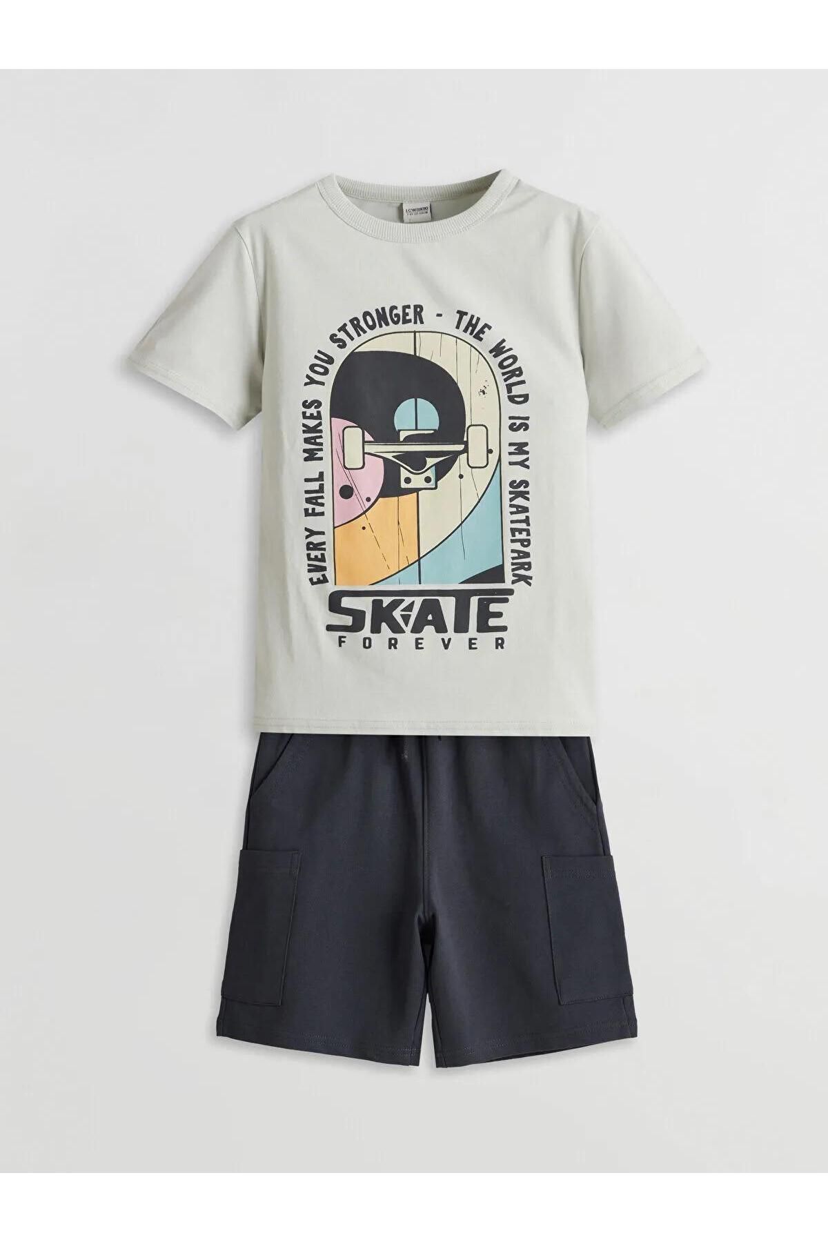 LC Waikiki LCW Kids Bisiklet Yaka Erkek Çocuk Tişört ve Şort (S5)