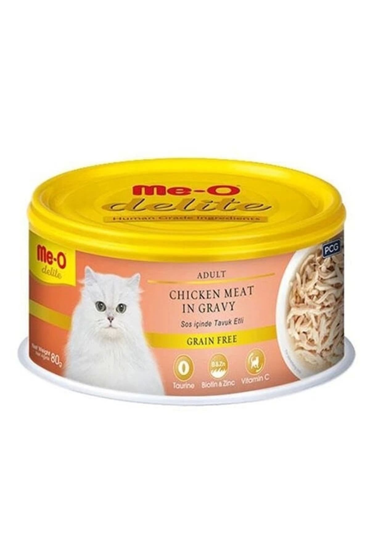 YNT İthalat Meo Delite Tahılsız Soslu Tavuk Etli Yetişkin Konserve Kedi Maması 80 Gr