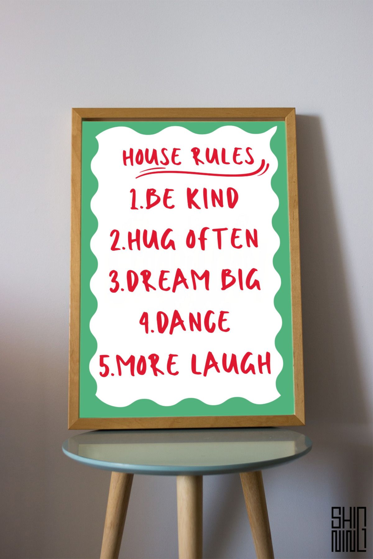 Home Çerçeveli "HOUSE RULES" Tasarım Tablo - Duvar Dekorasyon