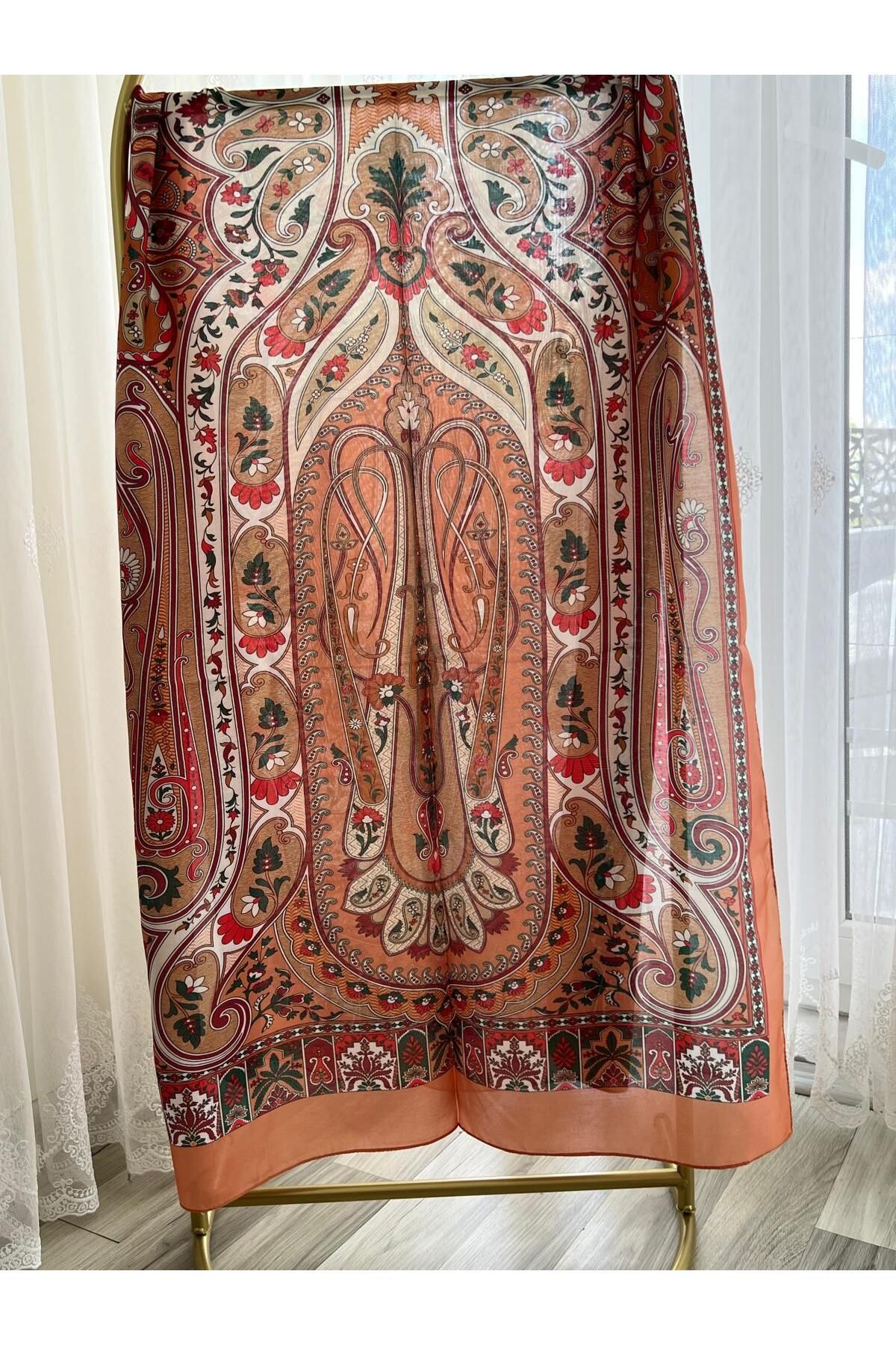 Shawl Passion Retro Desen Pamuk Şal Turuncu