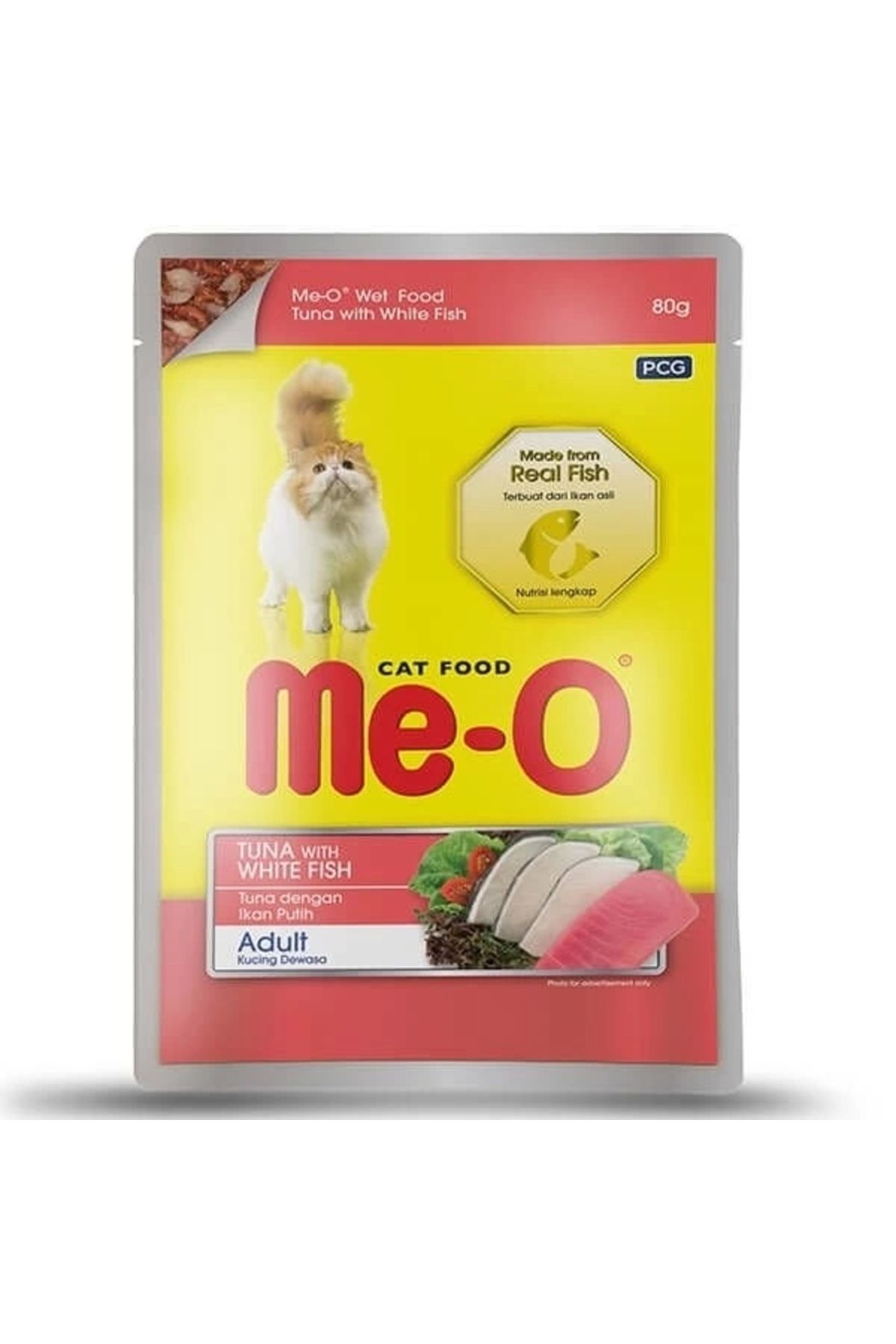 YNT İthalat Meo Adult Jöle Ton Balık ve Beyaz Balıklı Yetişkin Konserve Kedi Maması 80 Gr