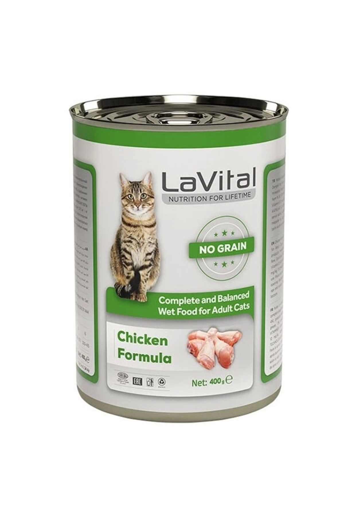 YNT İthalat Lavital Adult Tahılsız Tavuklu Yetiskin Konserve Kedi Maması 400 Gr