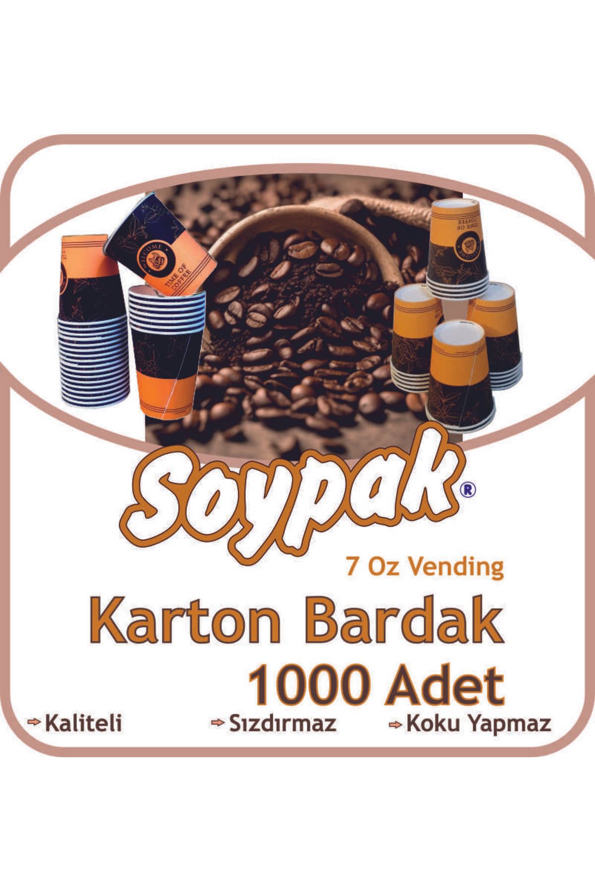 SOYPAK Kahverengi Desenli Karton Bardak 7 Oz*1000 Adet