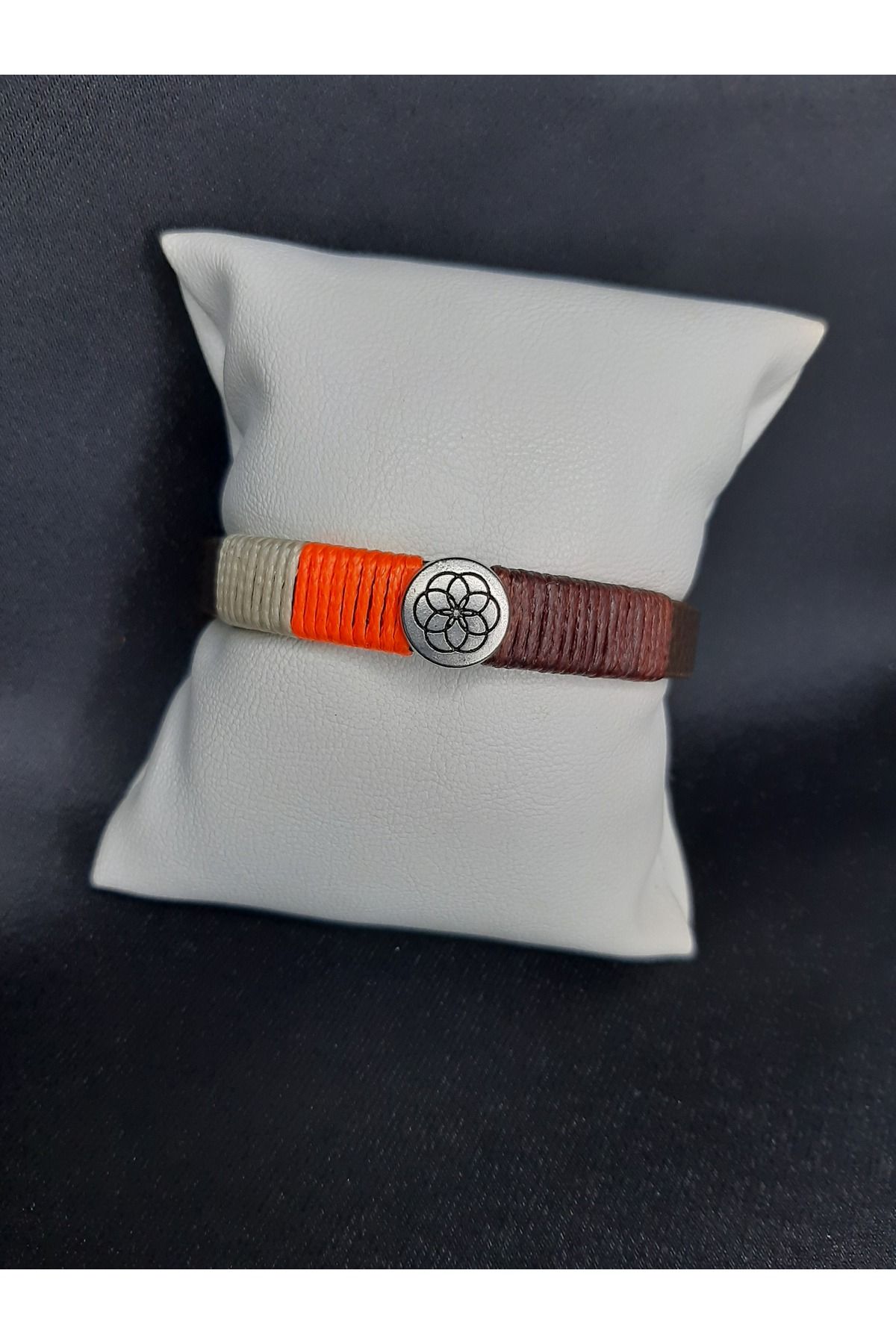 makadi Unisex Suni Deri İpli Metal Detaylı El Yapımı Bileklik