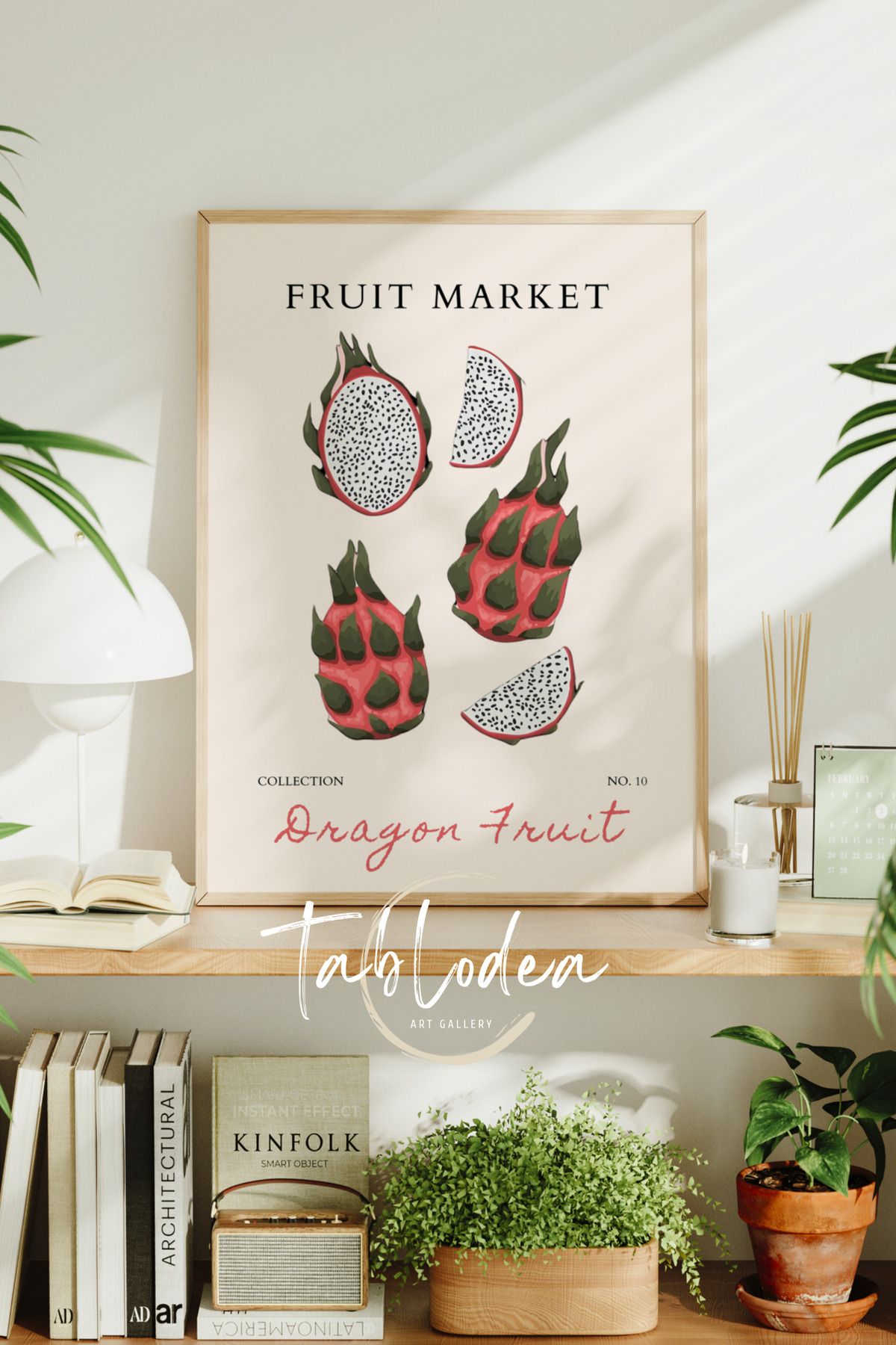 tablodea Meyve Temalı Modern Mutfak Dekoru Çerçeveli Poster Tablo, Minimalist Dekoratif Bohem Mutfak Tablosu