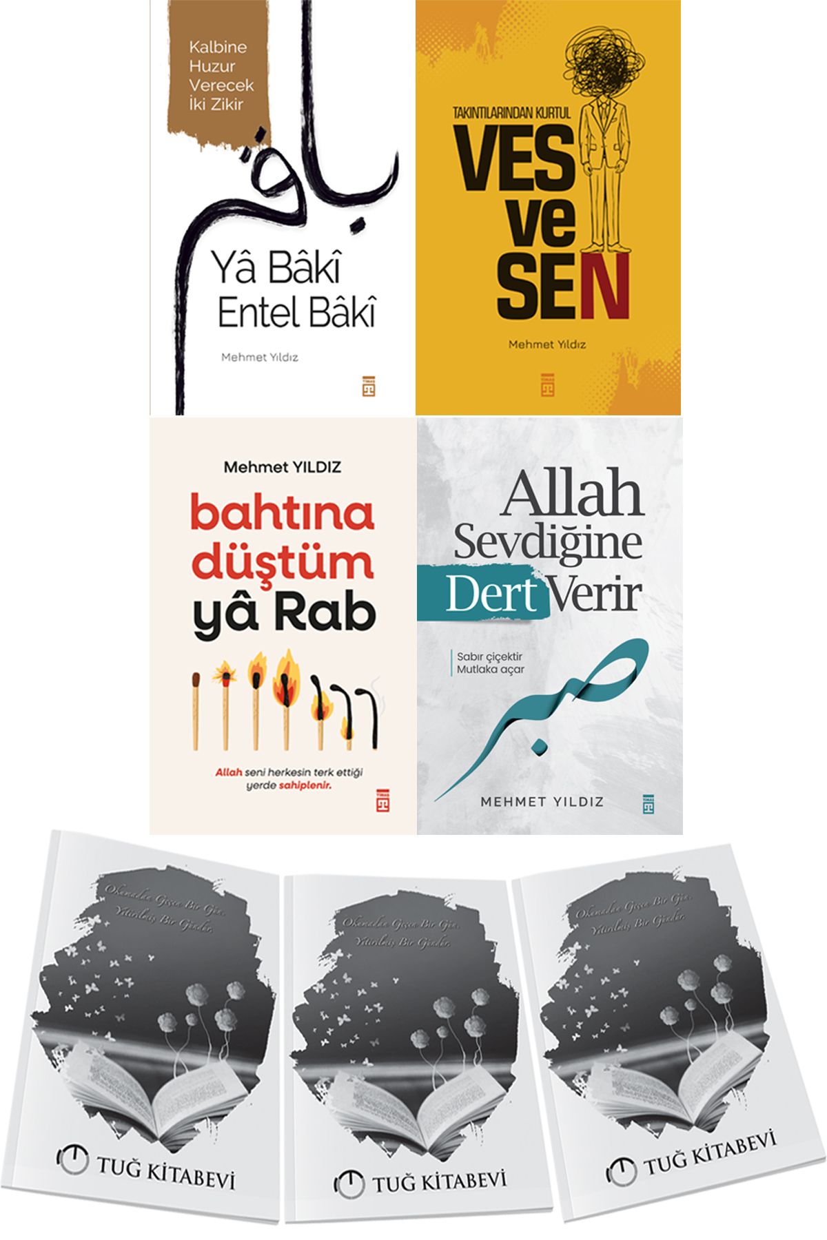 Timaş Yayınları Ya Baki Entel Baki-Vesvesen-Bahtına Düştüm Ya Rab-Allah Sevdiğine Dert Verir 4lü Set + Hediyeli