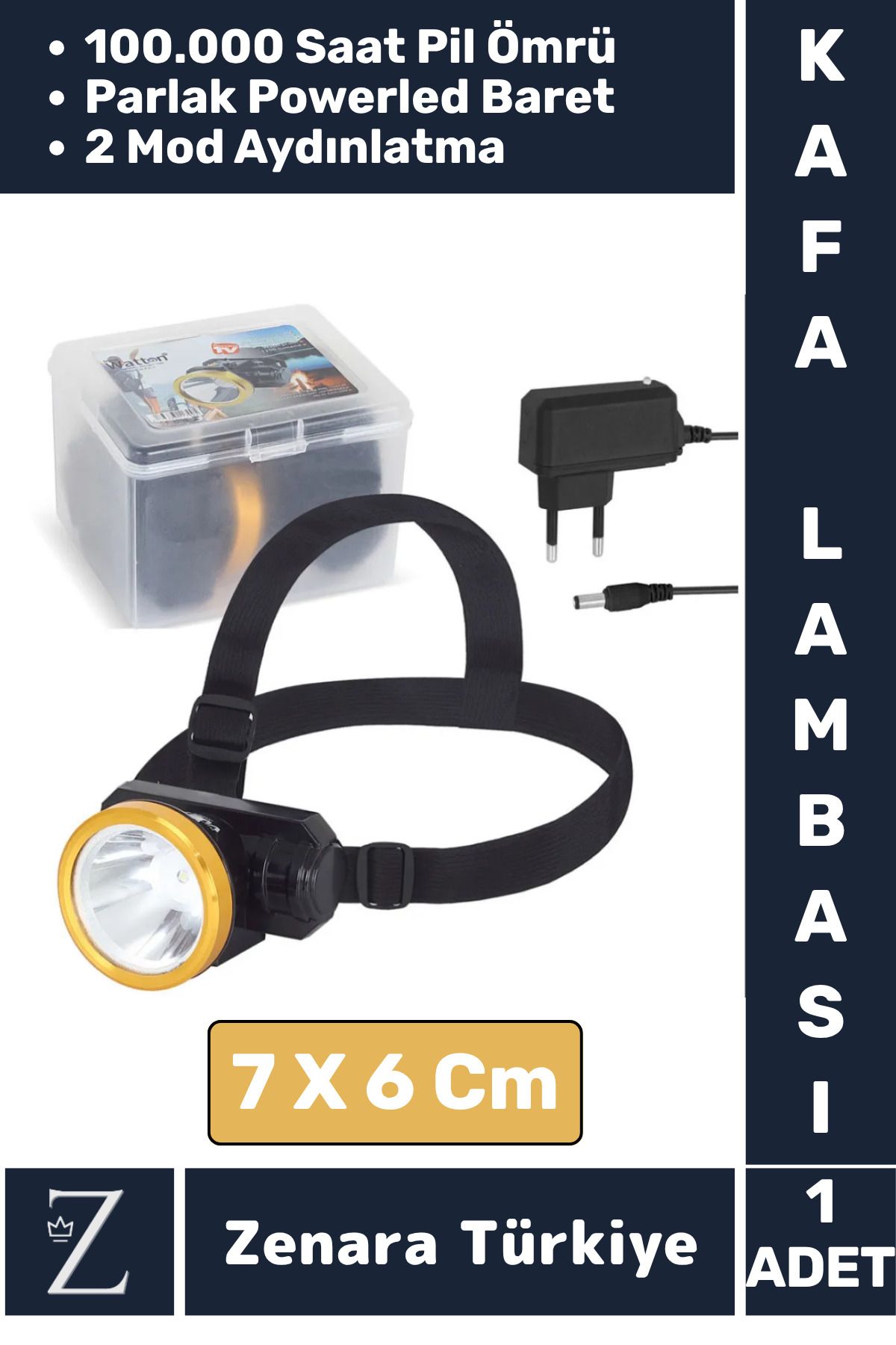 Zenara Premium Kamp Avcı Balıkçı Deprem 2 Mod Aydınlatma Güçlü Işık Parlak Power Led Şarjlı Kafa Lambası