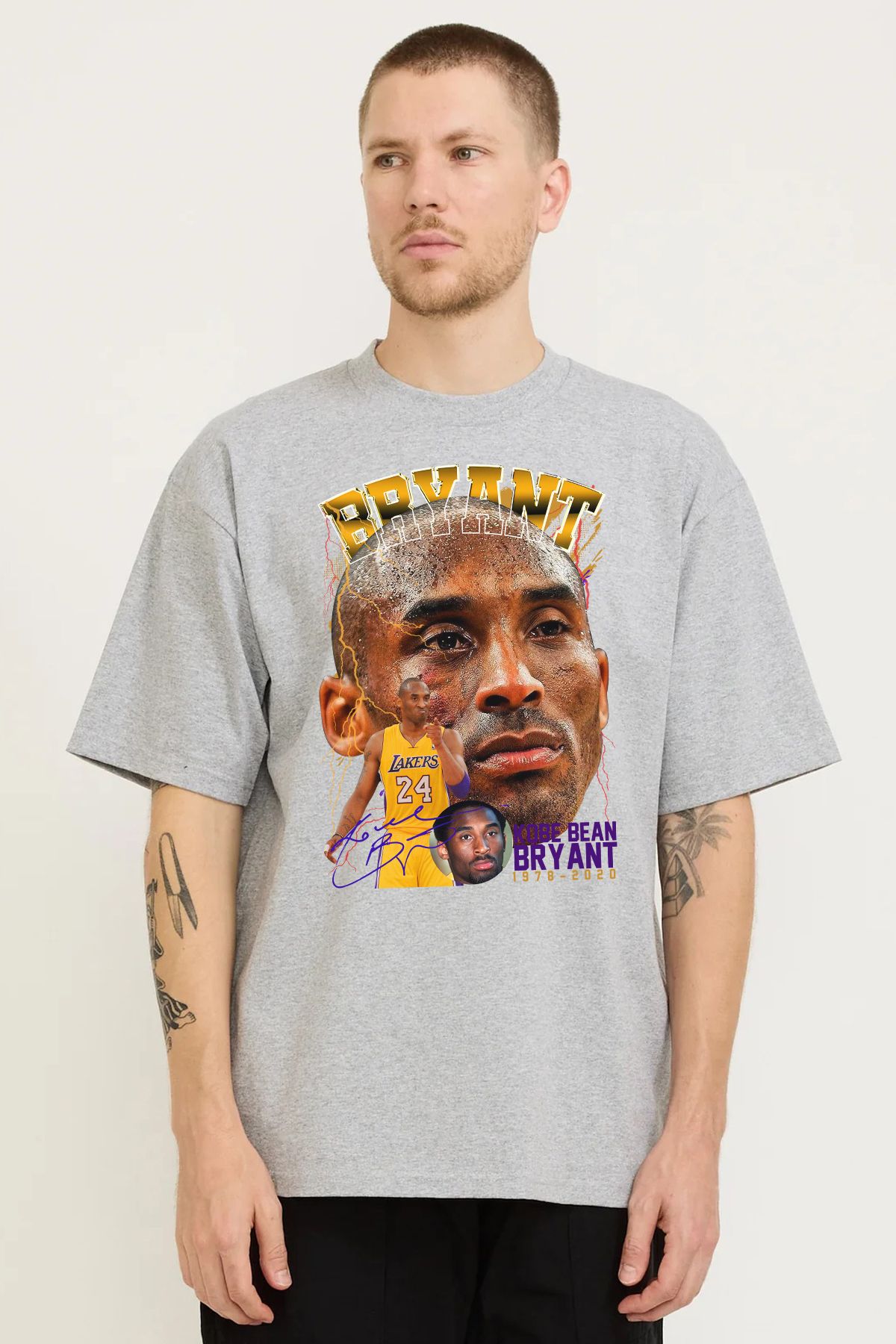 MODA Kobe Bryant Baskılı Oversize Kalıp Grimelanj Bol Geniş Kesim Erkek Tişört