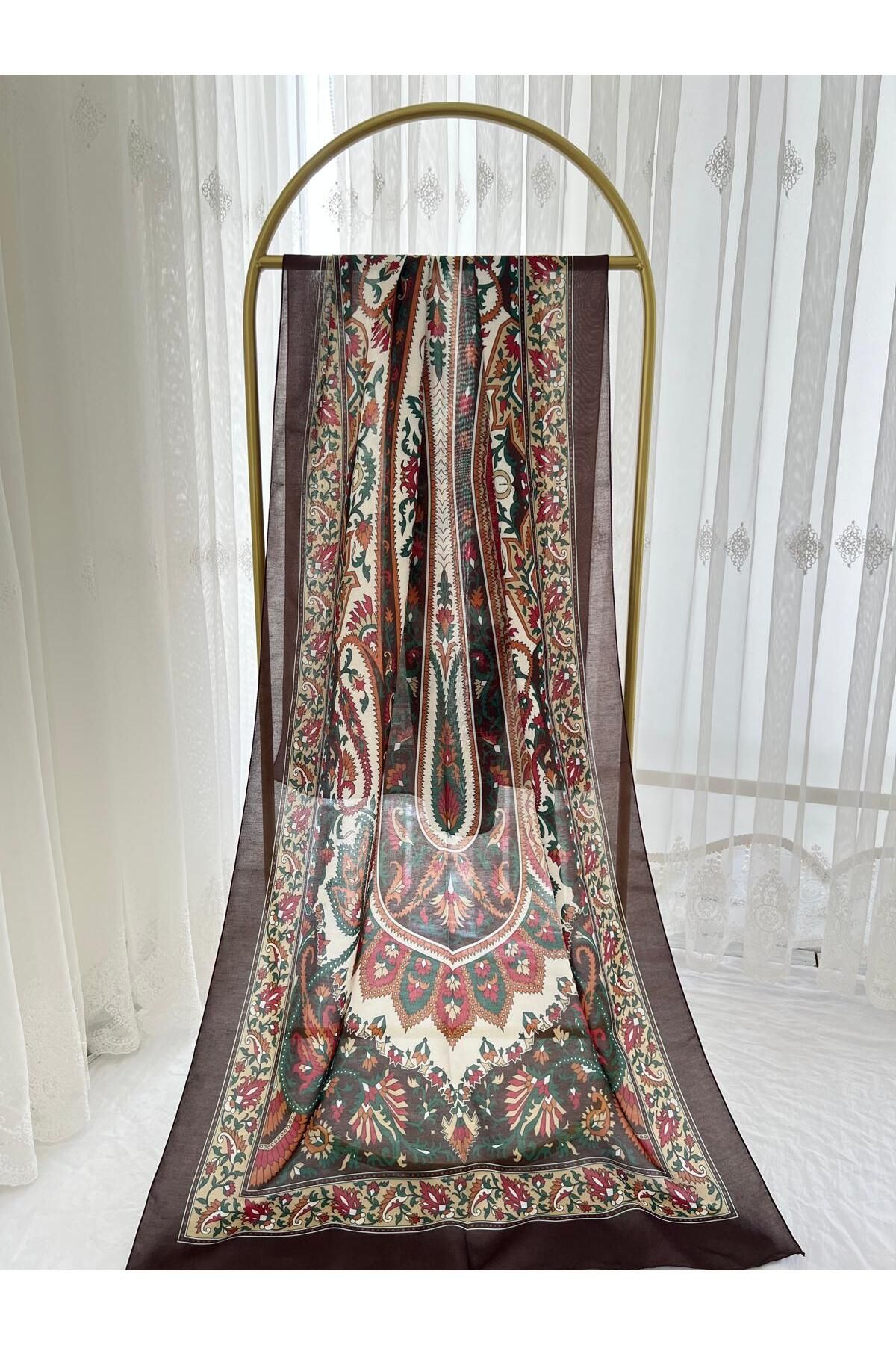 Shawl Passion Retro Desen Pamuk Şal Kahve
