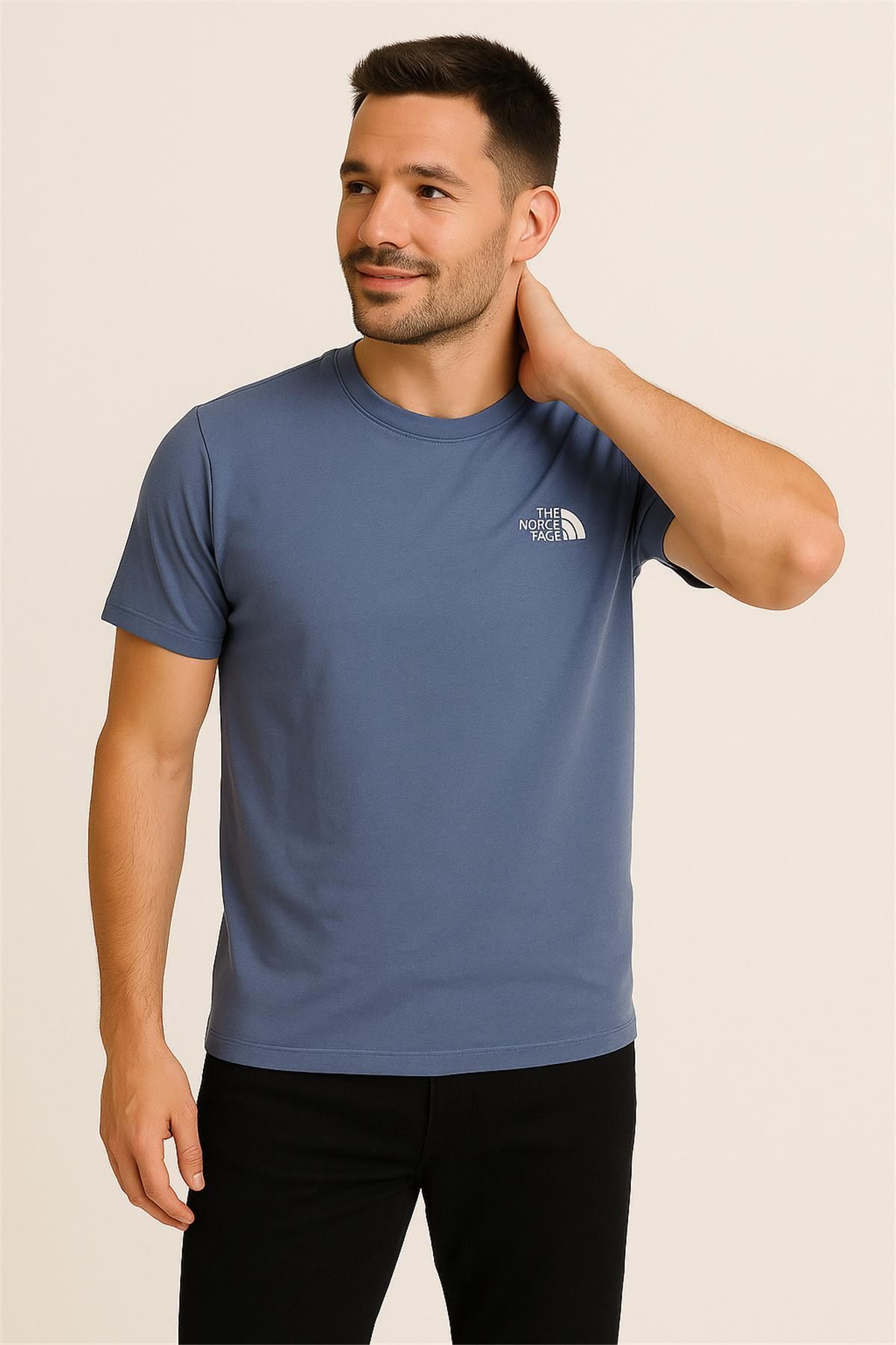 NORTHFACE PAMUK PENYE BİSİKLET YAKA T-SHİRT İNDİGO