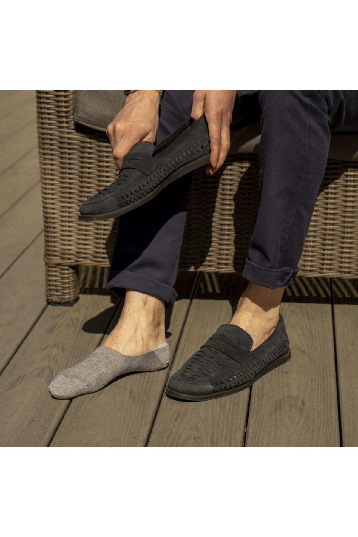 AKSU ÇORAP Unisex Melanj Gri Slikonlu Görünmez Çorap