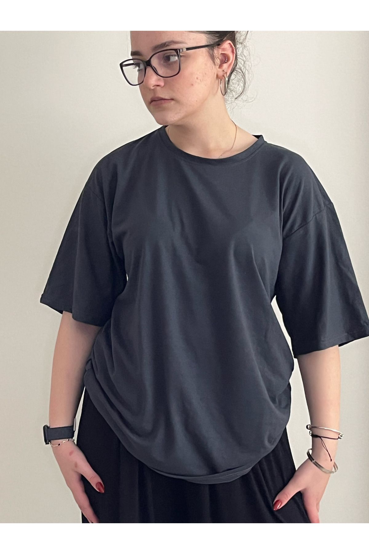TRENDPUNKY DÜZ RENK BASİC OVERSİZE T-SHİRT
