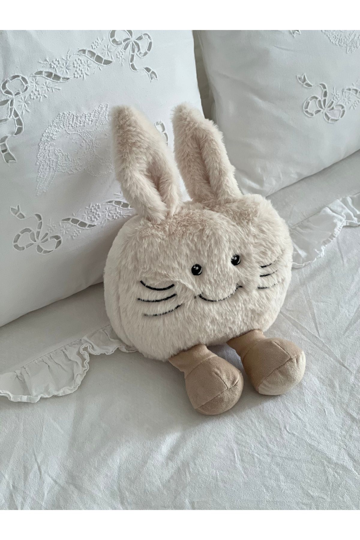 MR.Frenks Çocuk Sevimli Peluş Emoji Yastık Oyun&Uyku Arkadaşı Krem 35 cm
