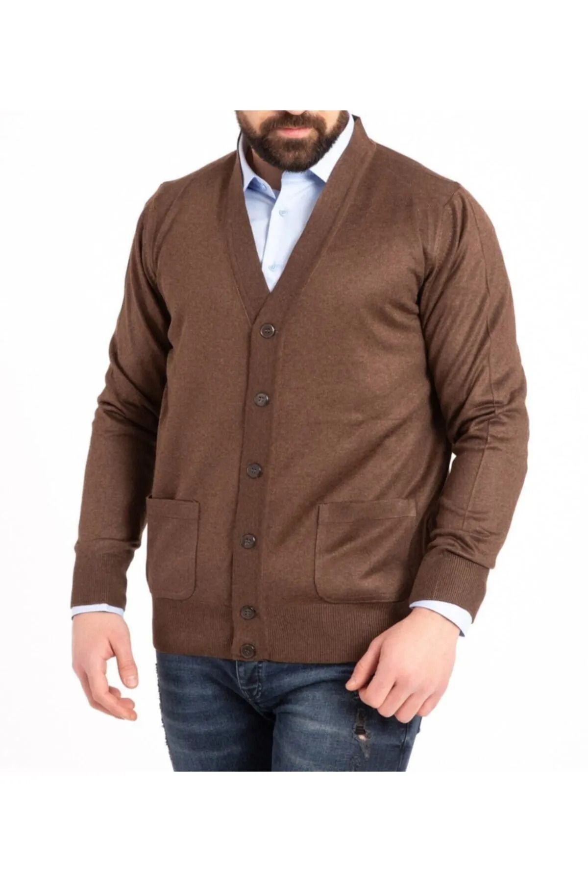 NOBLE STORE Erkek Ince Yün Triko Örgü Baba HırkaNBL24