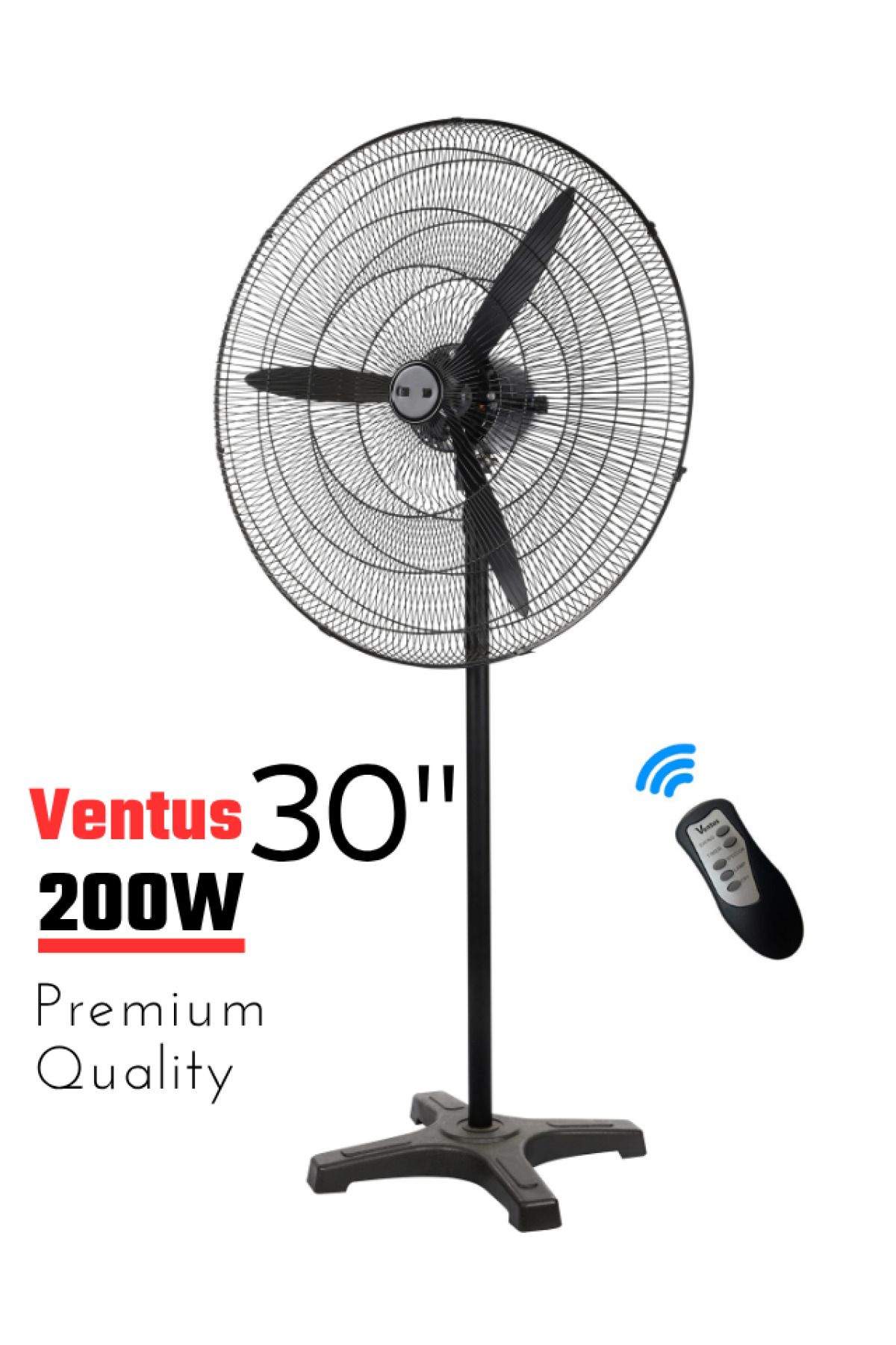 SONREİR Ventus 30" (75 cm) Sanayi Tipi Duvar Vantilatörü 200W Güç Uzaktan Kumandalı Yüksek Performanslı Fan