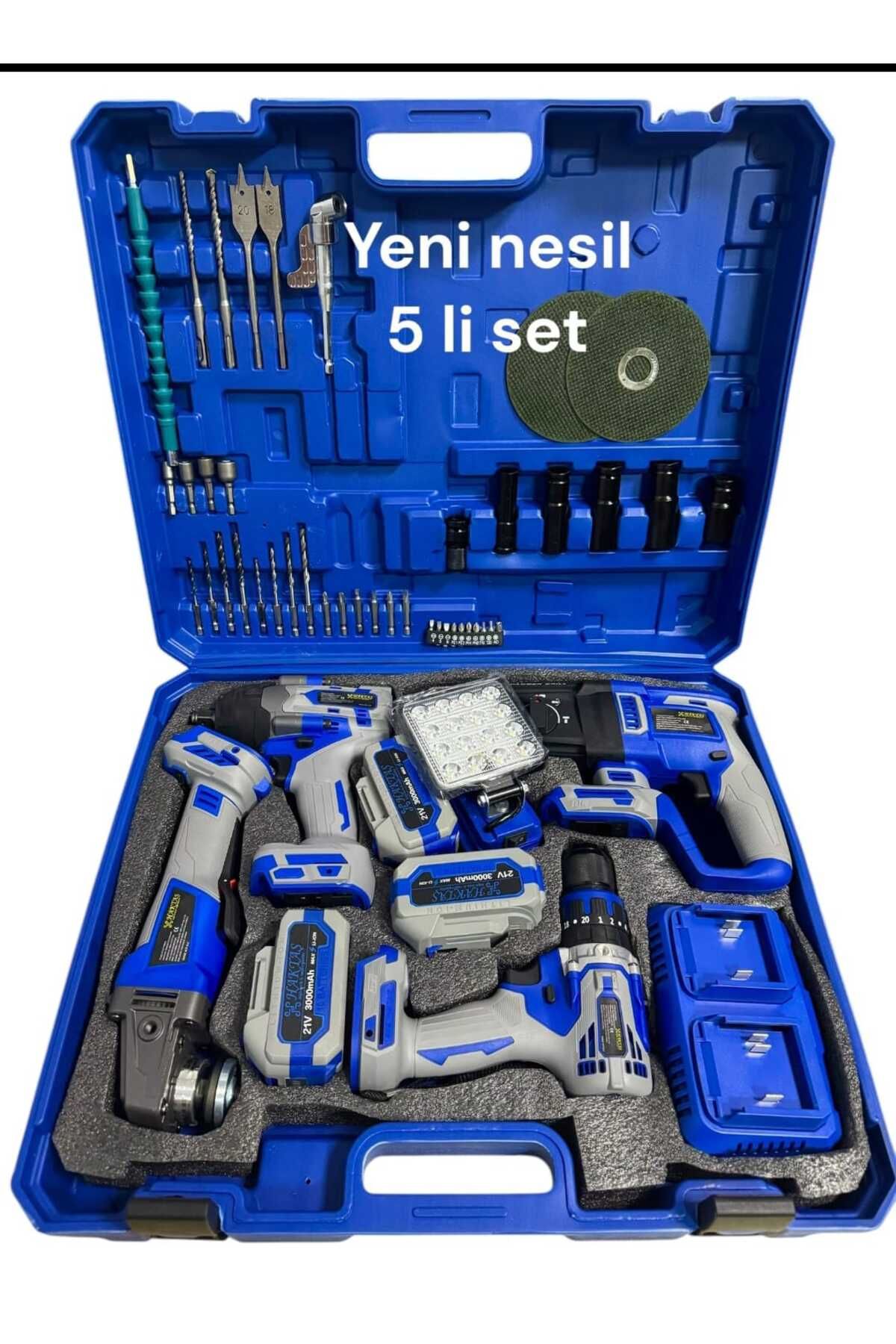 haktaş Profesyonel Akülü 6’lı Set | Matkap, Spiral, Hilti, 650 Nm Torklu, Testere, LED Lamba + Powerbank