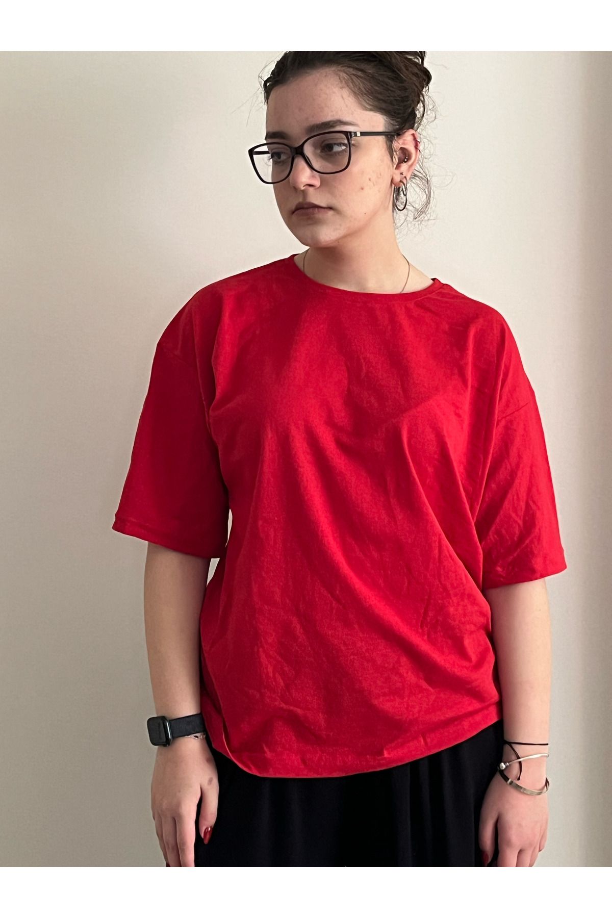 TRENDPUNKY DÜZ RENK BASİC OVERSİZE T-SHİRT