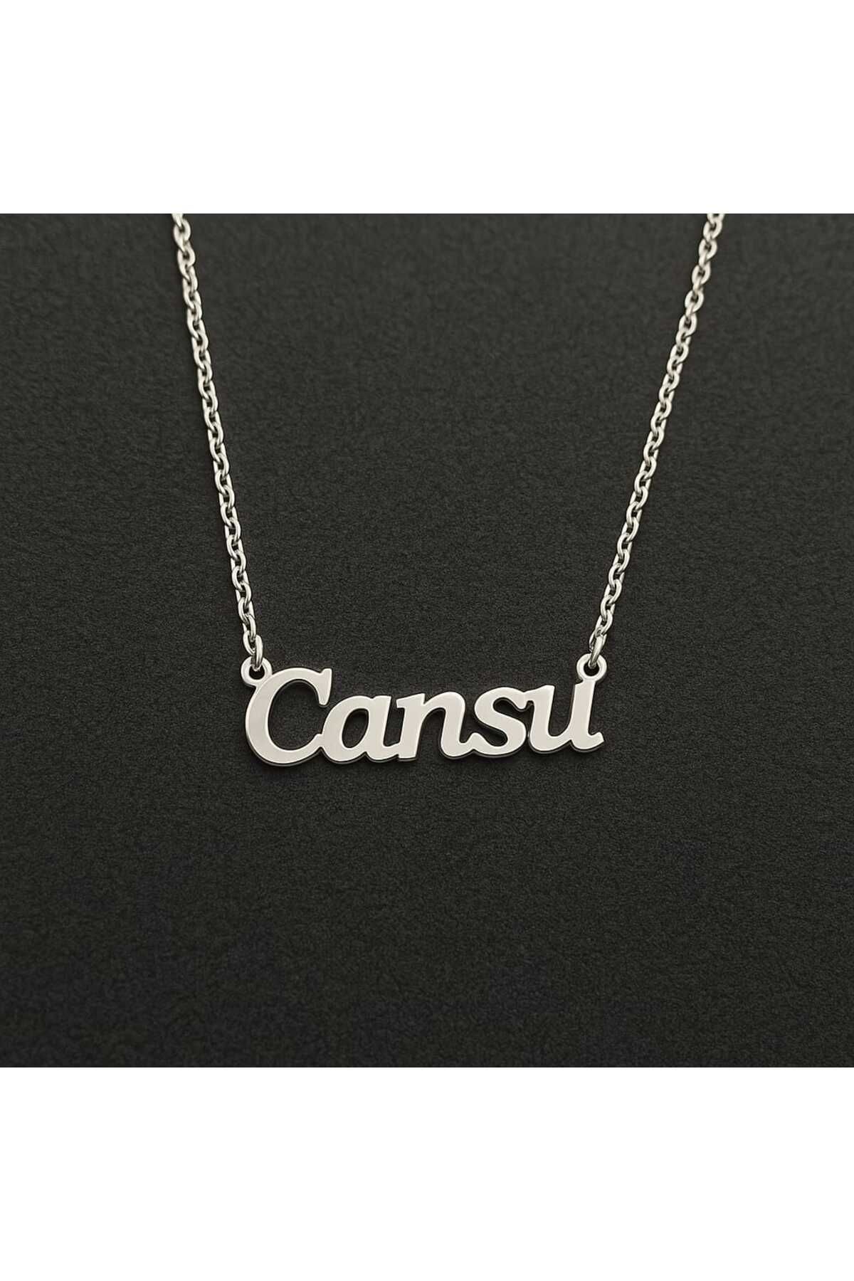 NİŞANTAŞI GÜMÜŞ Kişiye Özel Cansu İsimli Gümüş Kolye – Modern El Yazısı Tasarım