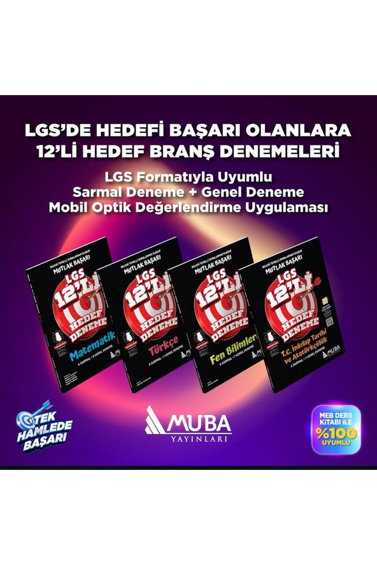 Yanıt Yayınları MUBA YAYINALRI 8. SINIF MATEMATİK FEN TÜRKÇE İNKILAP 4LÜ DENEME GÜNCEL