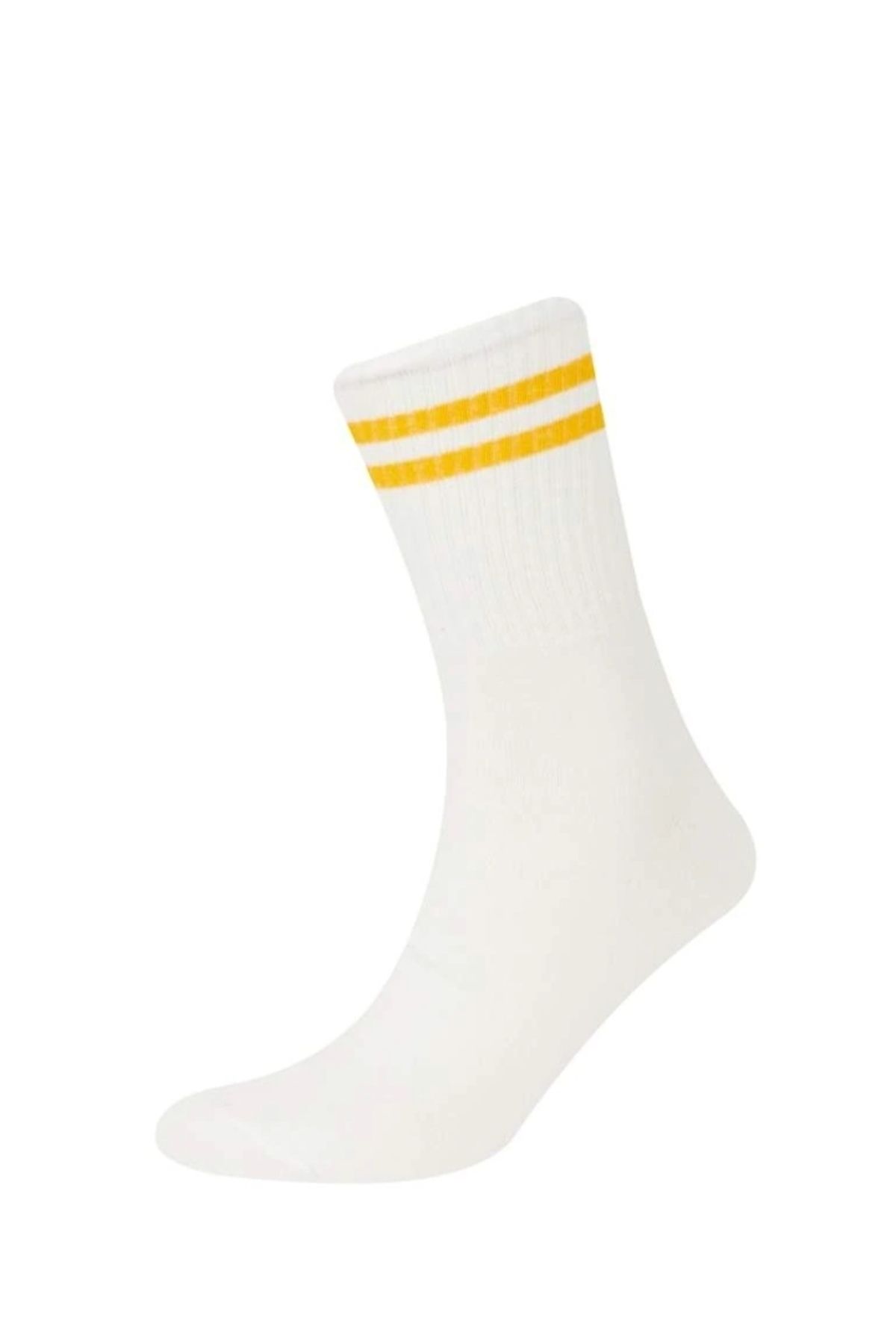 Berka 6'lı Tenis çorabı Beyaz Unisex sarı şeritli
