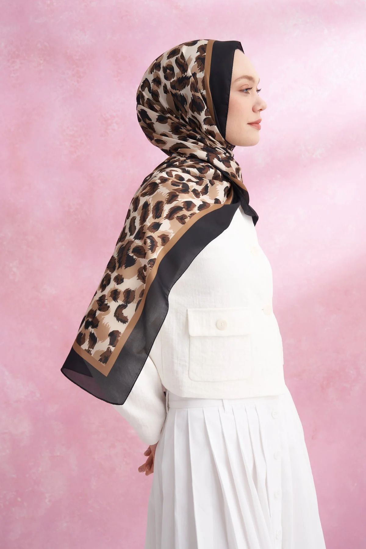ARMANDA Leopar Vual Multi Desen Şal - Siyah Kamel