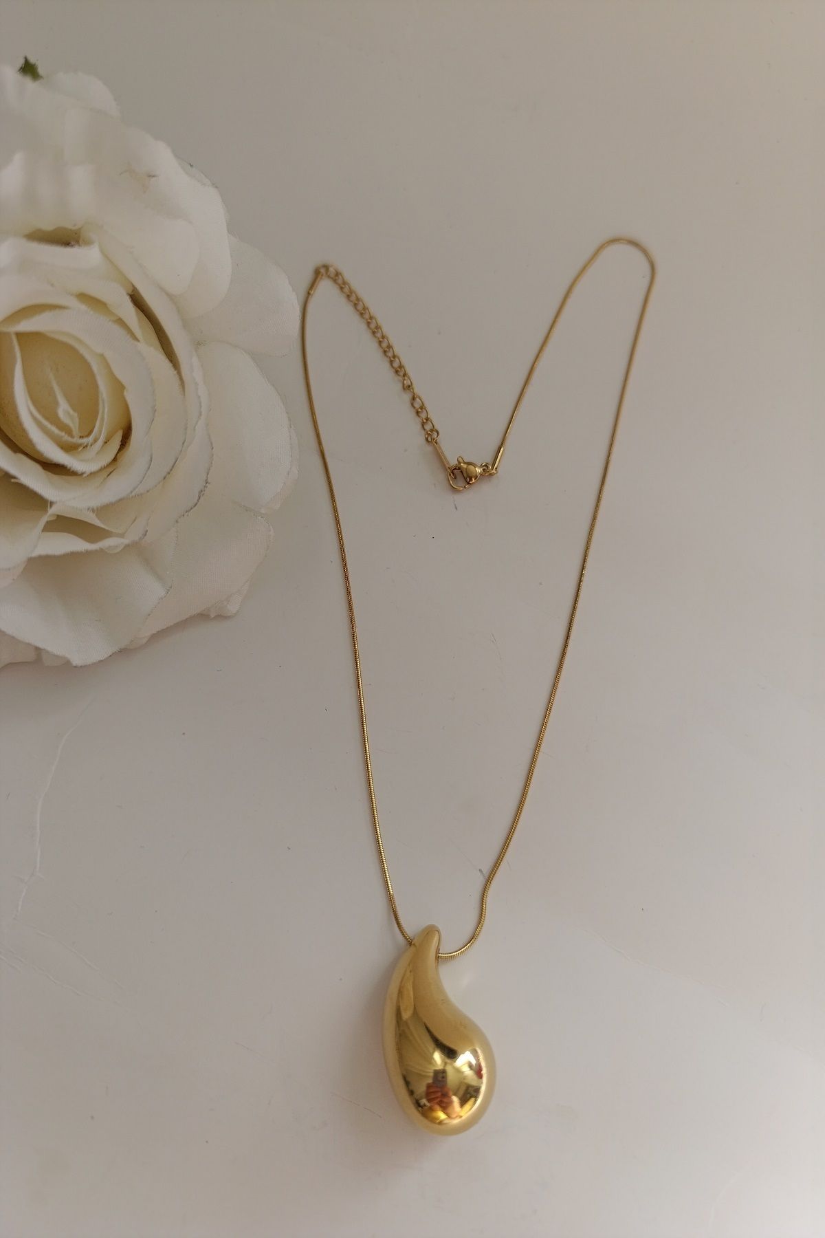 MARZELLA ACCESSORİES çelik gold damla kolye