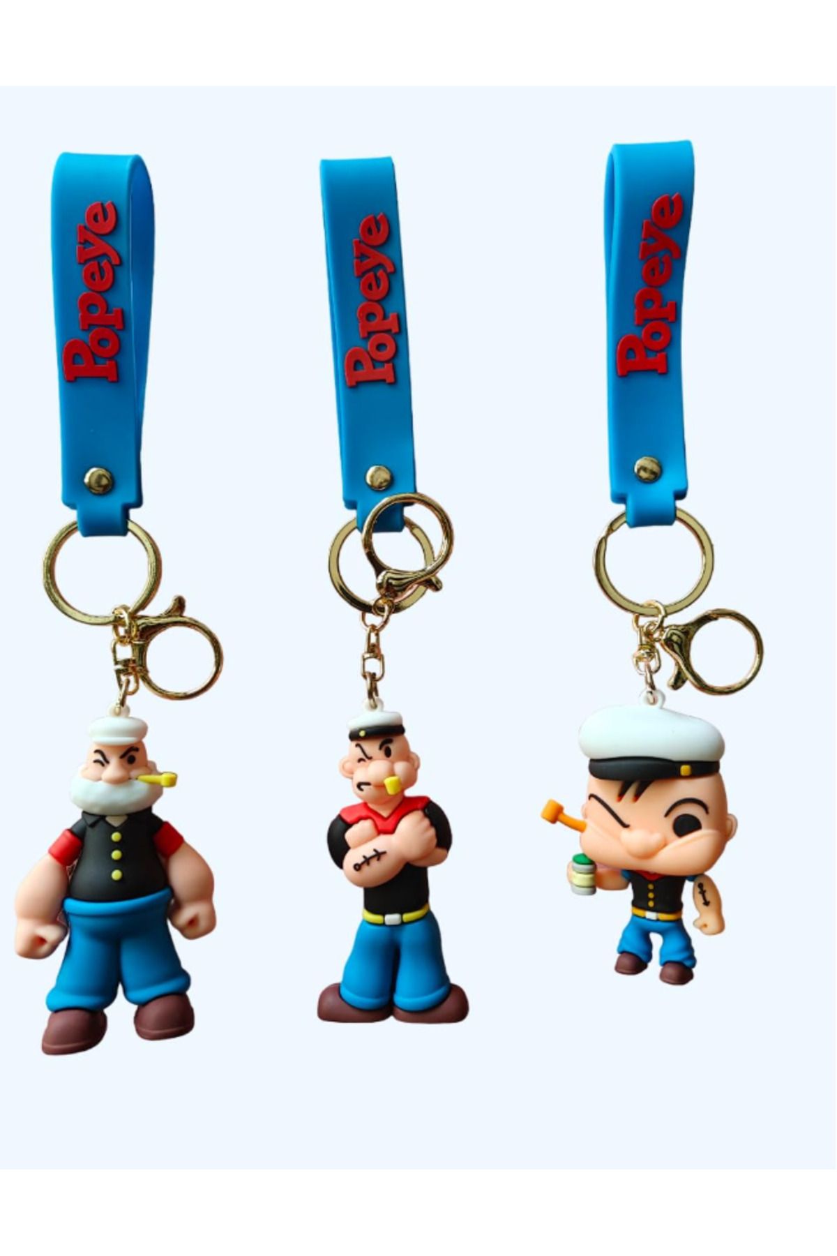 Bizde Ne Yok ki Temel Reis Popeye Silikon Anahtarlık Çanta Süsü Karakter Figür Oyuncak Aksesuar 3 Adet