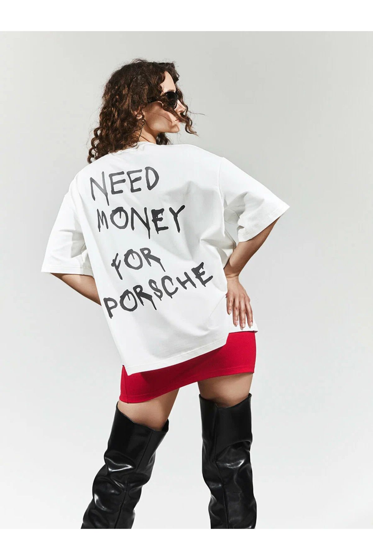 JANSO GROUP -KADIN NEED BASKILI TSHIRT OVERSİZE PAMUKLU