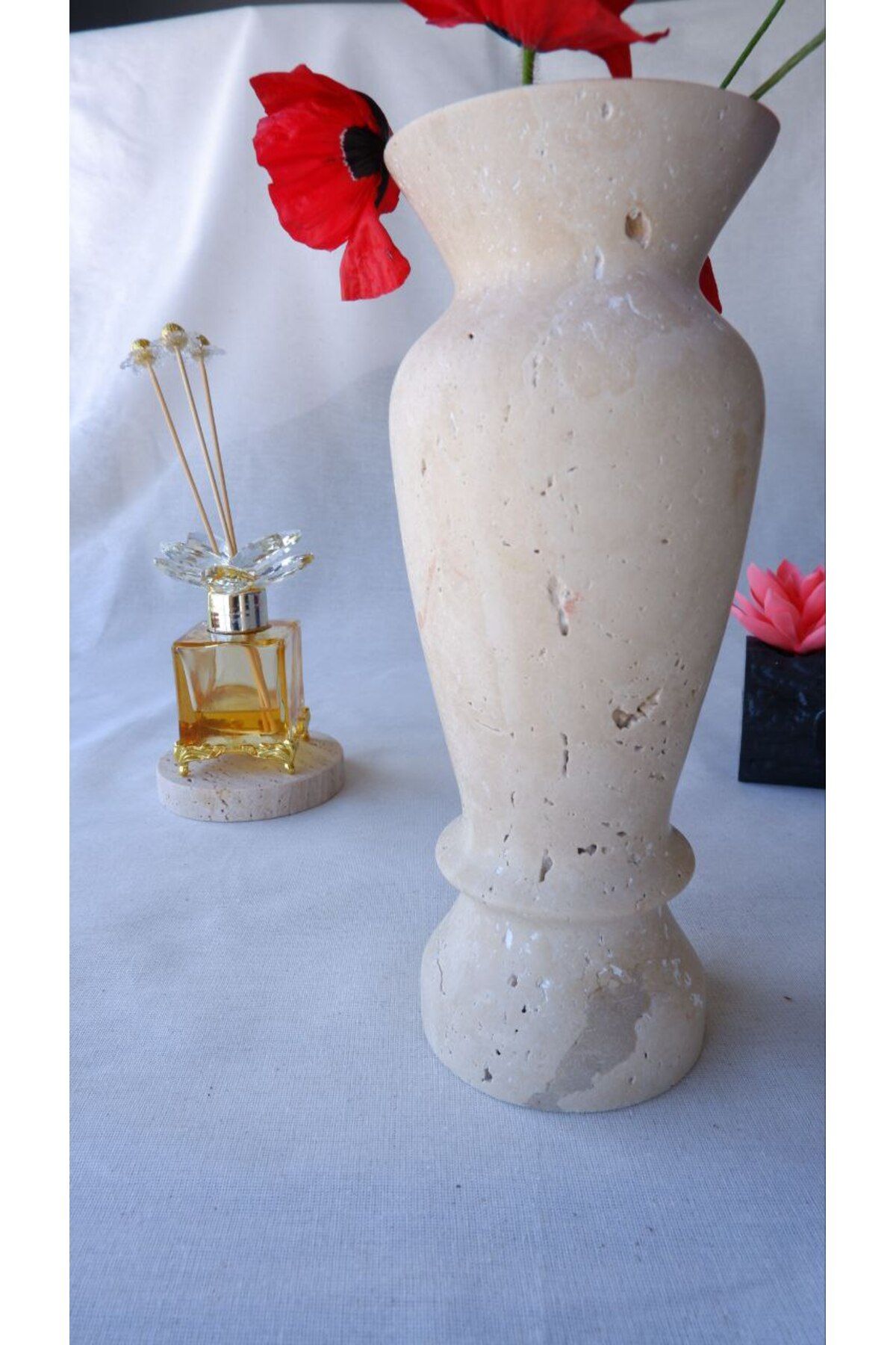 adomarmarblehandmadeandluxury Mermer Vazo, Traverten Vazo, Gerçek Mermer, Doğal Mermer Vazo