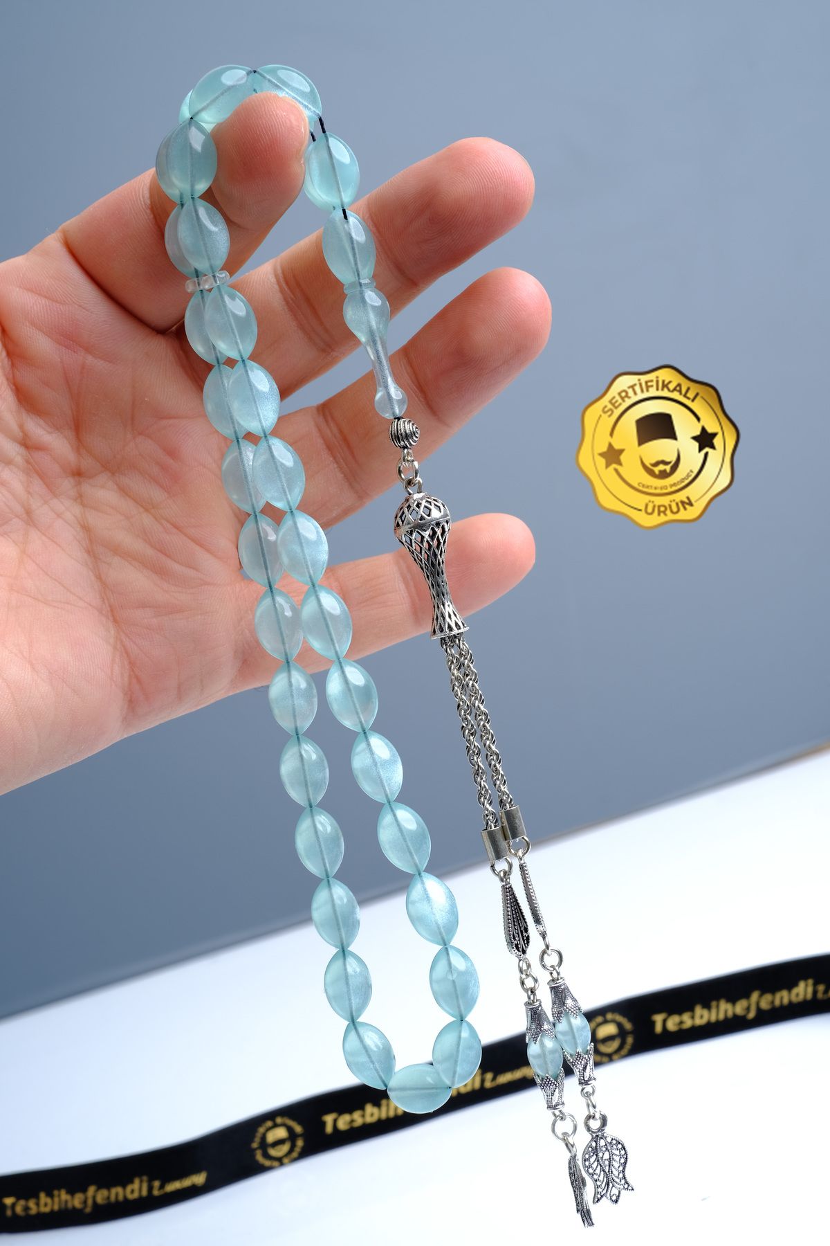 TESBİHEFENDİ Gümüş Püskül Özel Renk Uçak Camı Tesbih