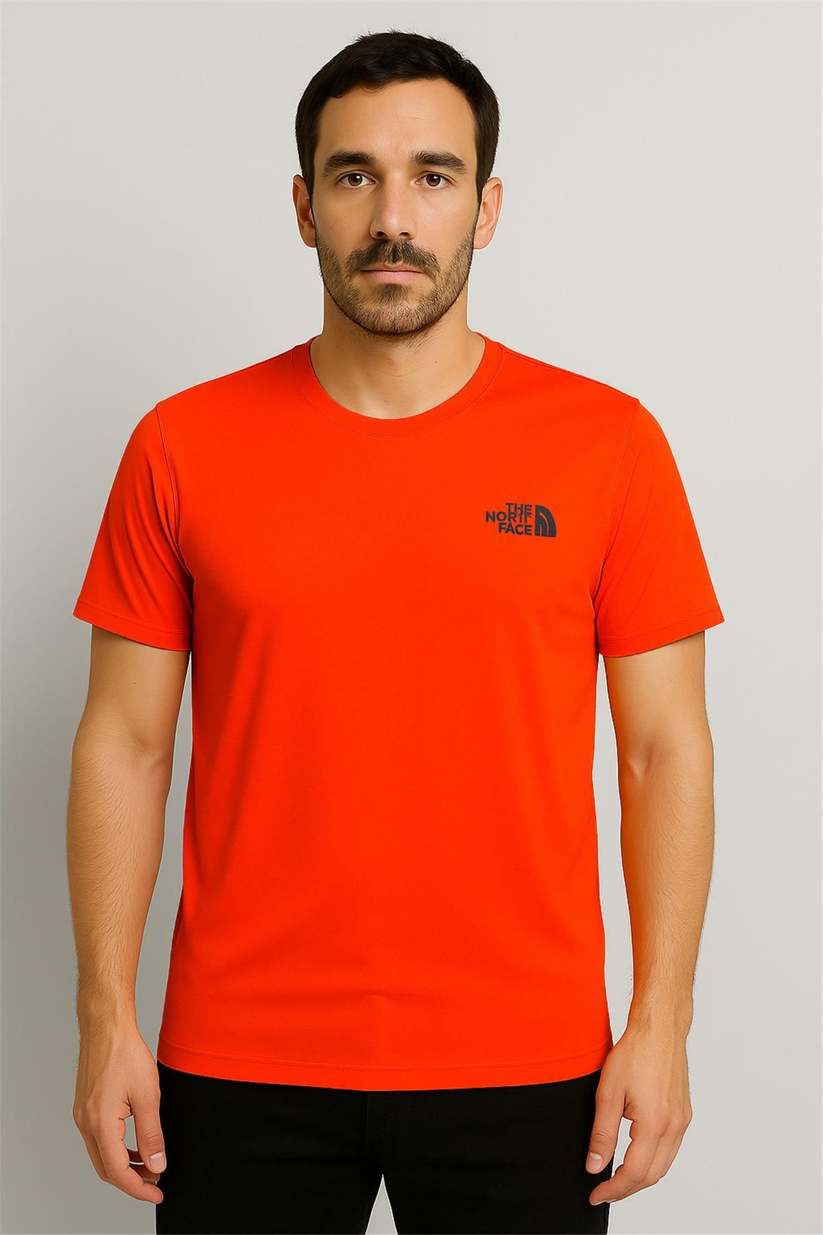 NORTHFACE BİSİKLET YAKA ERKEK T-SHİRT CANLI TURUNCU