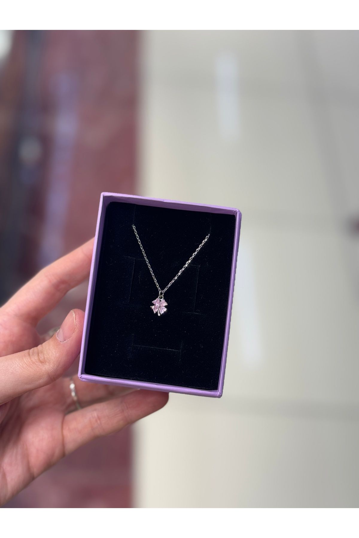 GÜMÜŞ 925 Ayar Gümüş Mini Yonca - Pembe