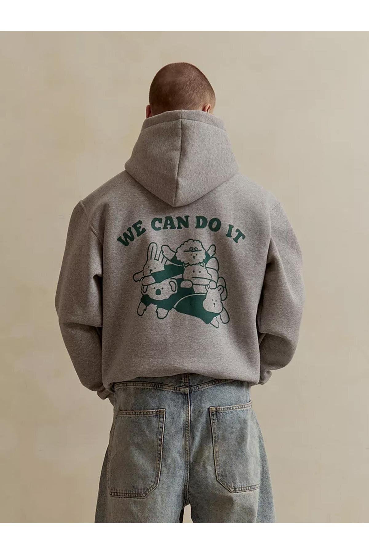 Boi Unisex We Can Do It Sweatshirt Gri