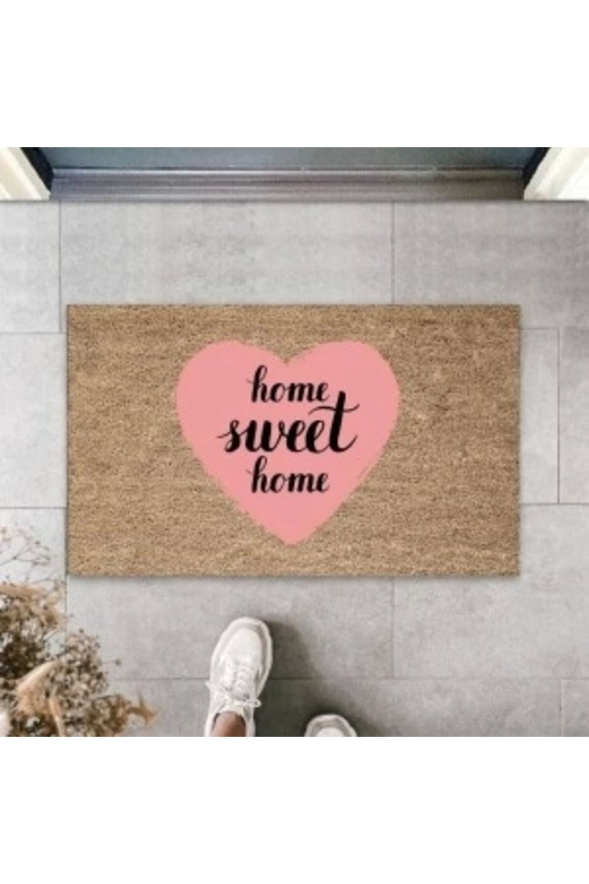 STOREMAX Pembe Kapı Önü Paspası Home Sweet Home Desen K-3289