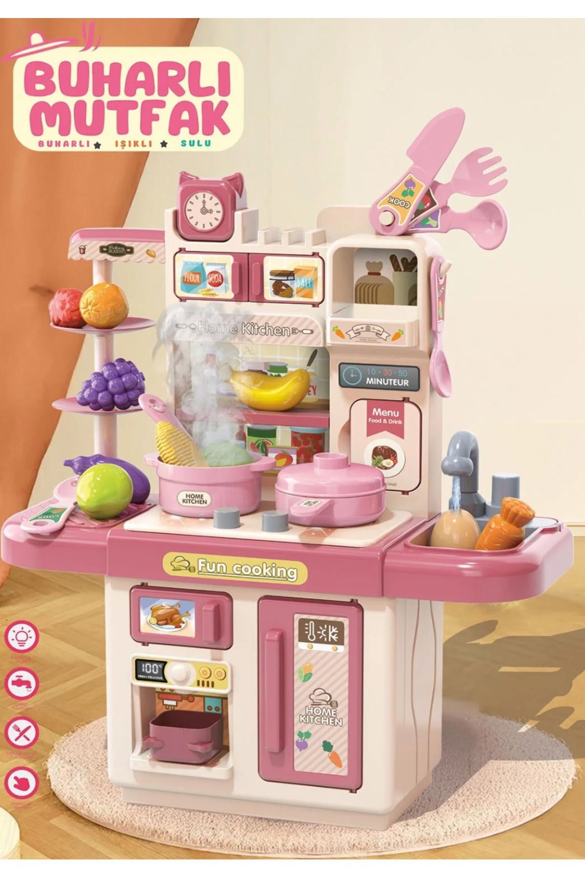 BYZ TOYS Buharlı Pilli Mutfak Set