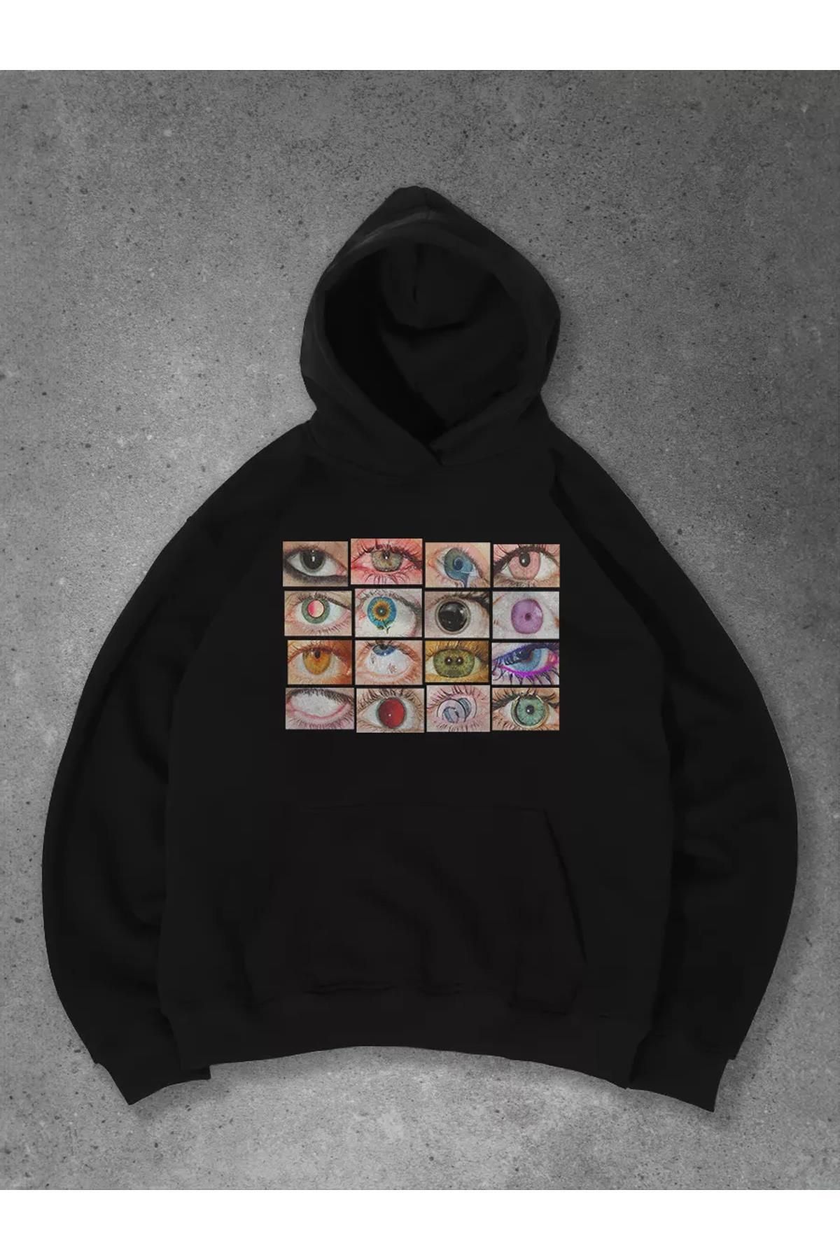 Boi Unisex Eyes Sweatshirt Siyah