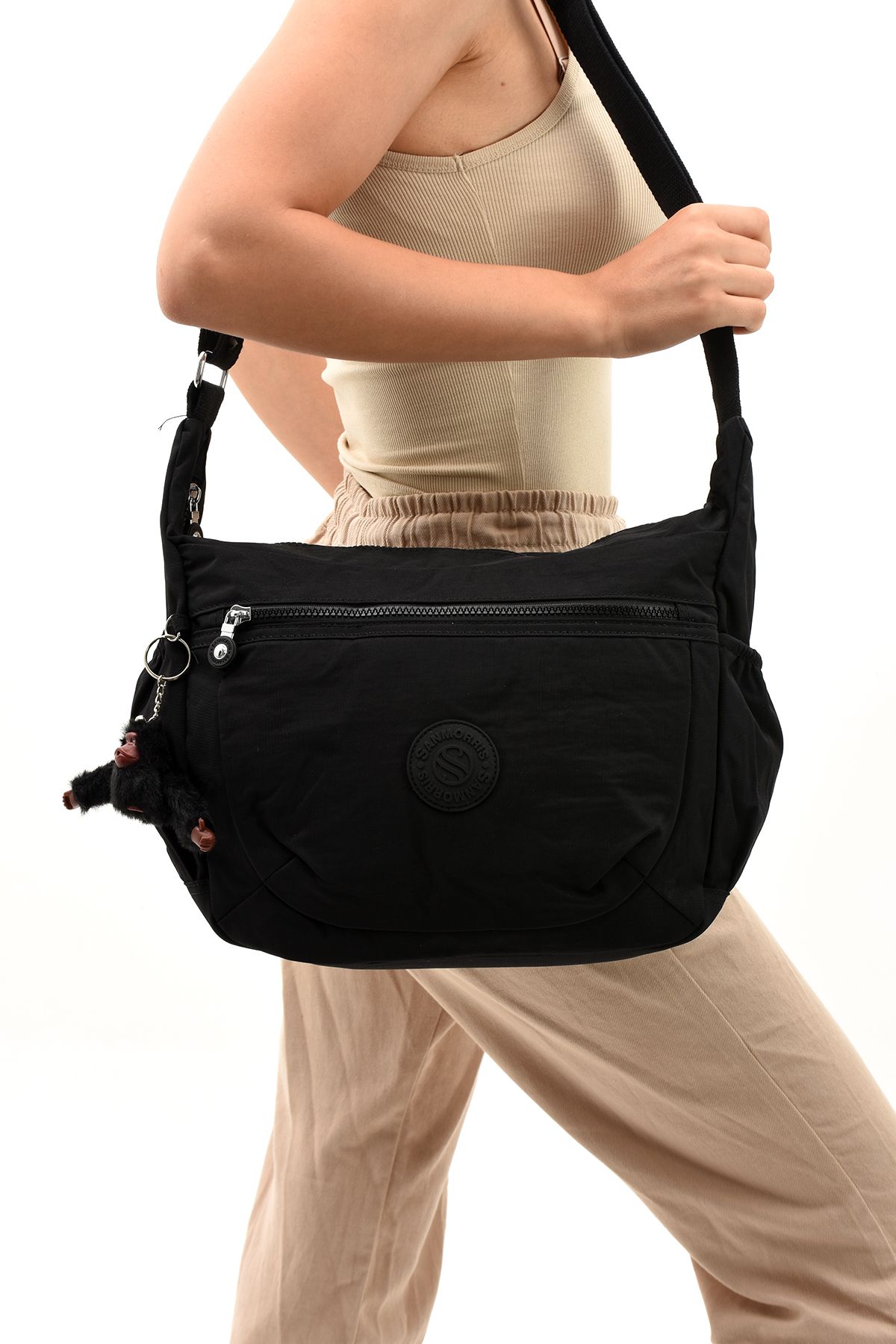 OLDSO Sanmorris Unisex Suya Dayanıklı Krinkıl Kumaş Çok Gözlü Çapraz Okul, Seyahat ve Omuz Çantası 3045