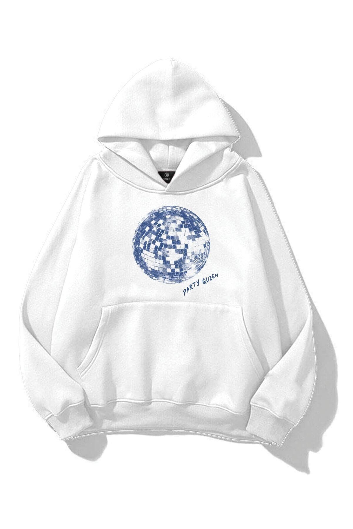 Boi Unisex Party Queen Sweatshirt Beyaz