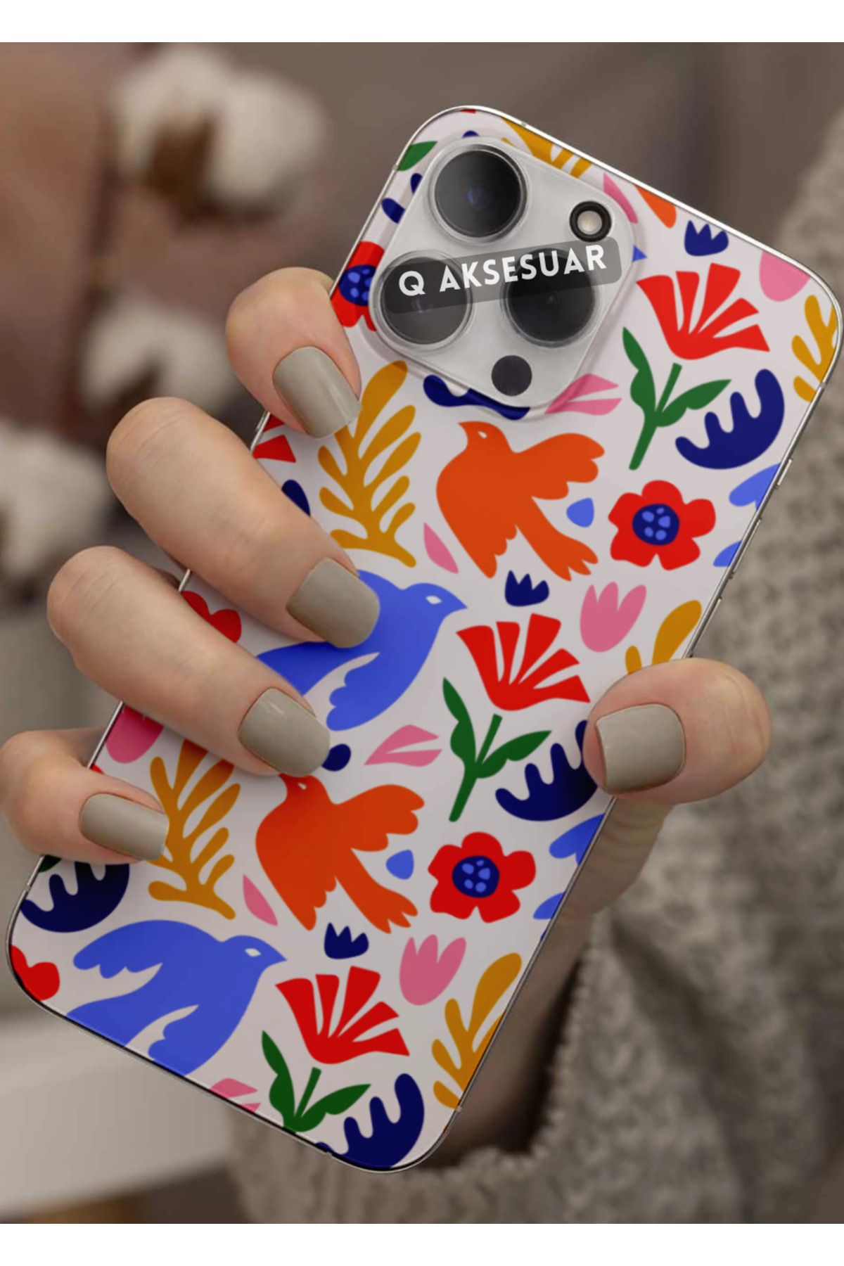 Q Aksesuar Huawei P40 Uyumlu Renkli Desen Tasarımlı Şeffaf Telefon Kılıfı Kapak Case