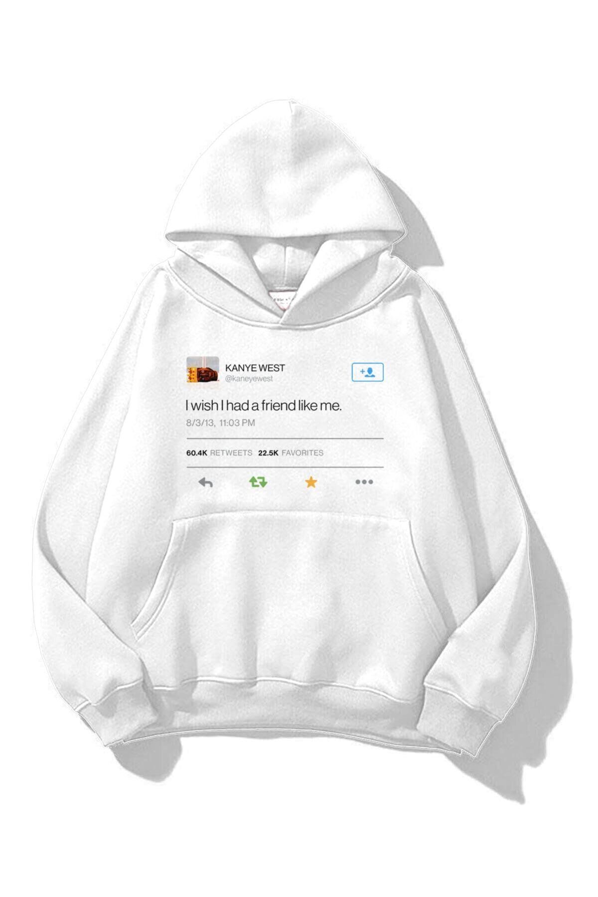Boi Unisex Kanye Tweet Sweatshirt Beyaz