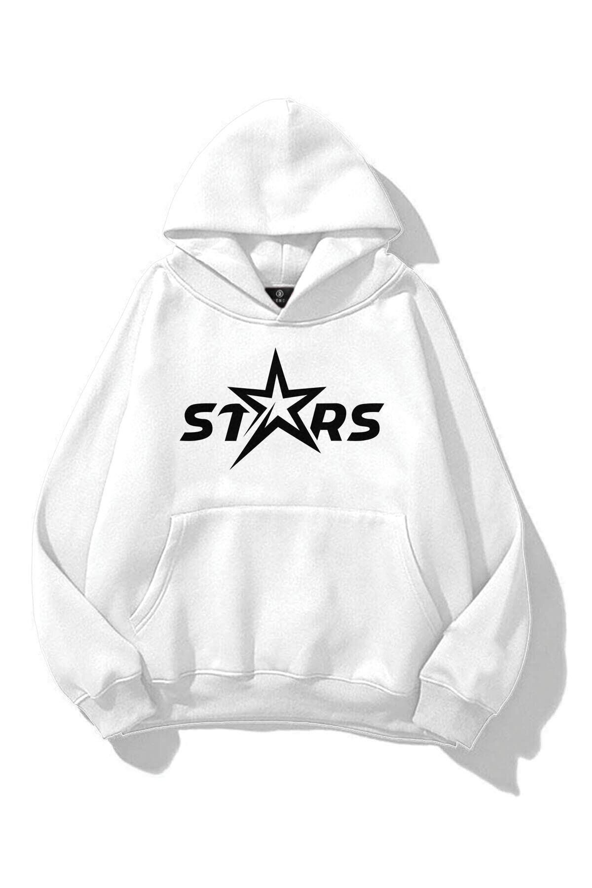 Boi Unisex Stars Sweatshirt Beyaz