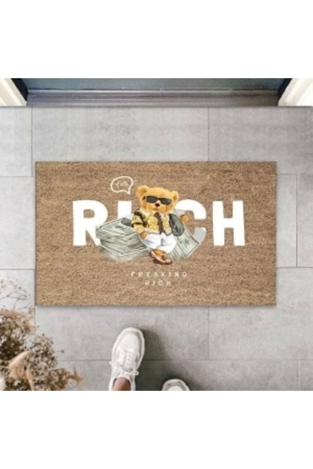 STOREMAX Bej Kapı Önü Paspası Rich Ayıcık Desen K-3348