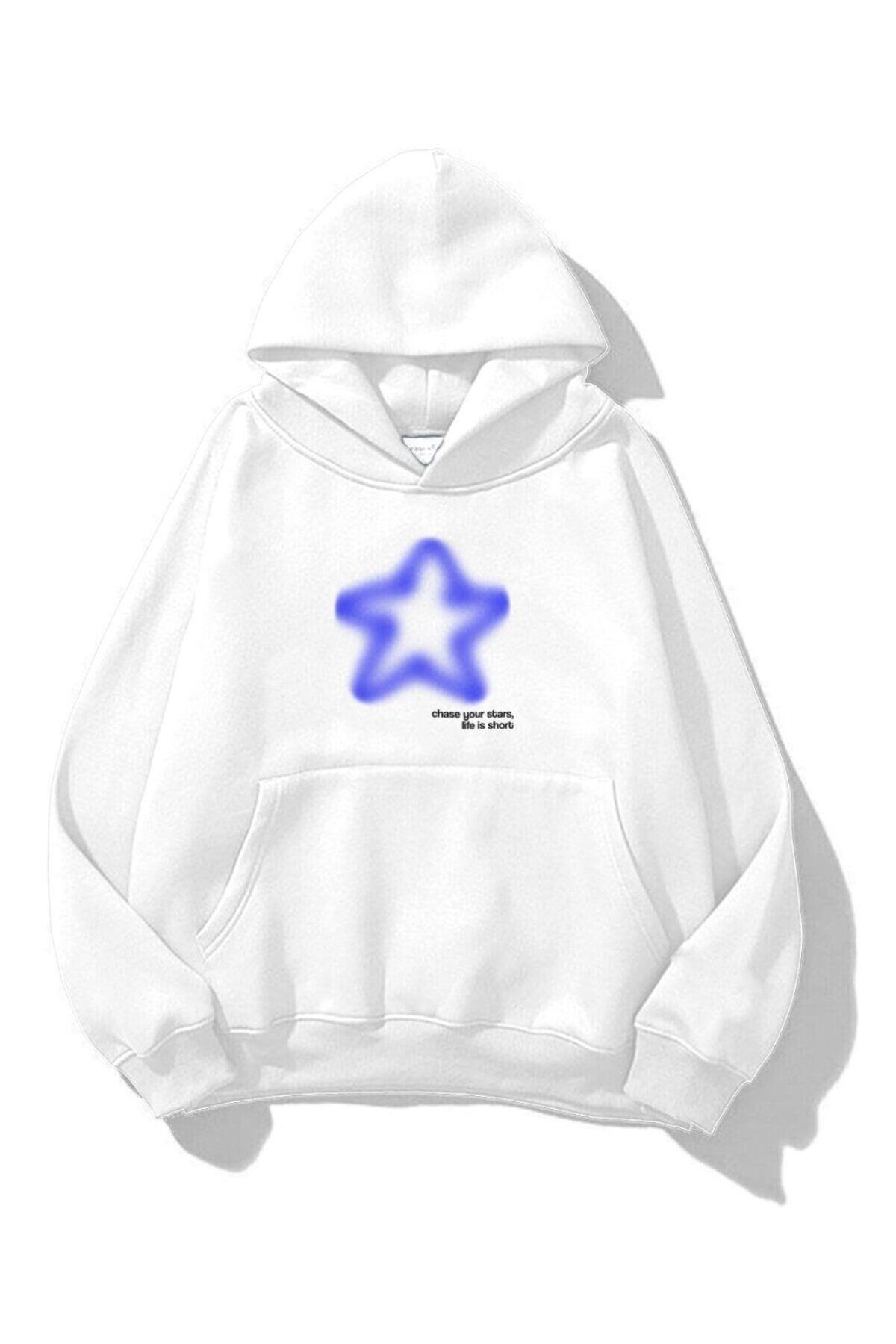 Boi Unisex Chase Your Stars Sweatshirt Beyaz