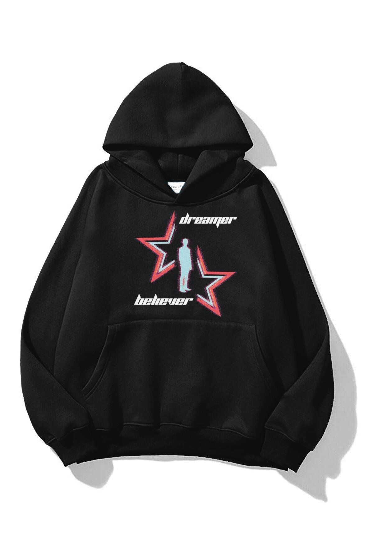 Boi Unisex Dreamer Believer Sweatshirt Siyah