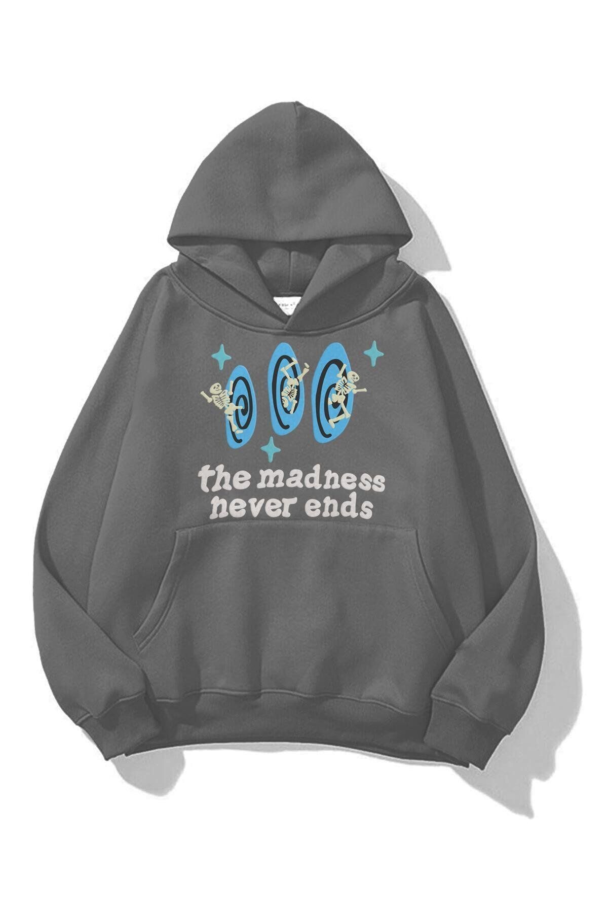 Boi Unisex Madness Never Ends Sweatshirt Antrasit